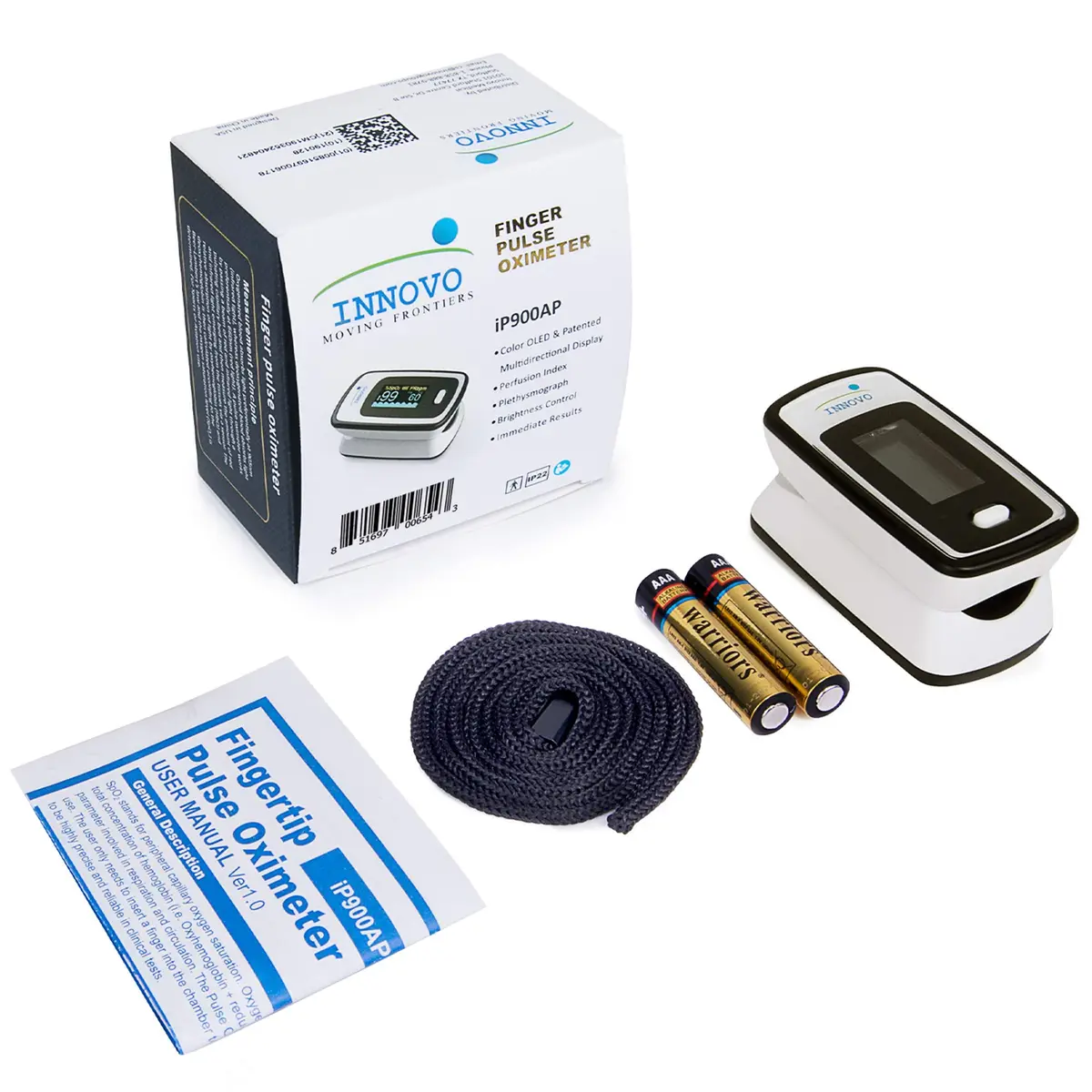 Innovo iP900AP Blood Oxygen Saturation Monitor with Alarm, Plethysmograph & Perfusion Index | Accurate Pulse Oximeter for Home & Travel - view 6