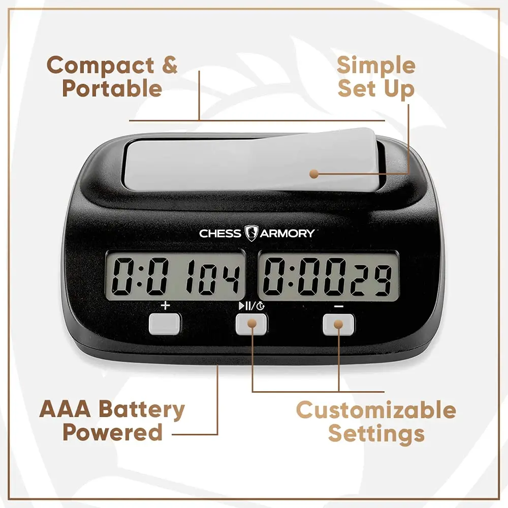 Chess Armory Digital Chess Clock Portable Timer with Bonus Time Features | Tournament Ready - view 3