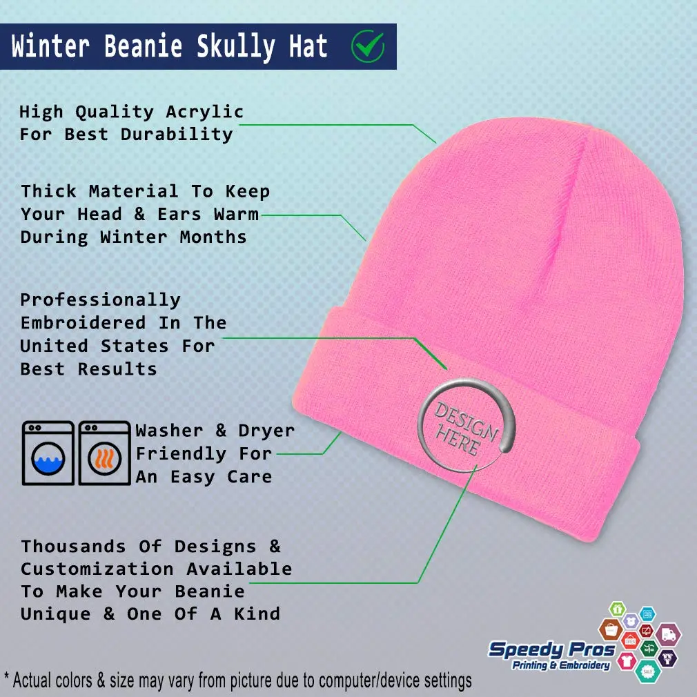 Speedy Pros Custom Beanies for Men & Women | Embroidered Skull Cap Winter Hats | One Size Pink - view 4