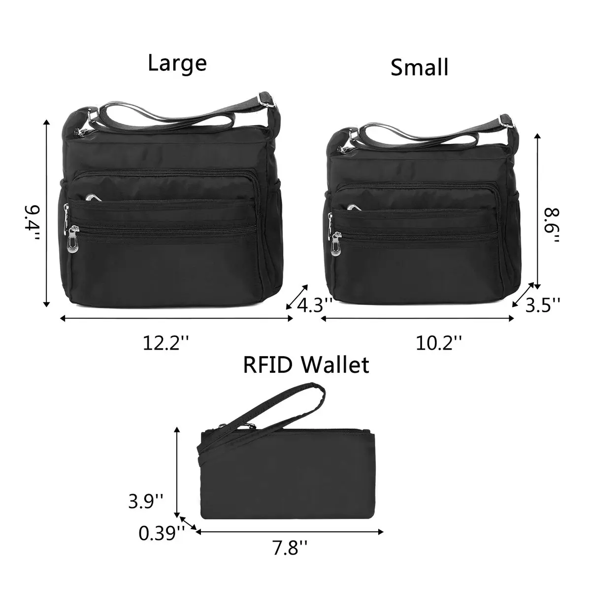 NOTAG Crossbody Bag for Women Waterproof Shoulder Bag Large Size | Multi-Pocket Nylon Purse with RFID Blocking - view 3
