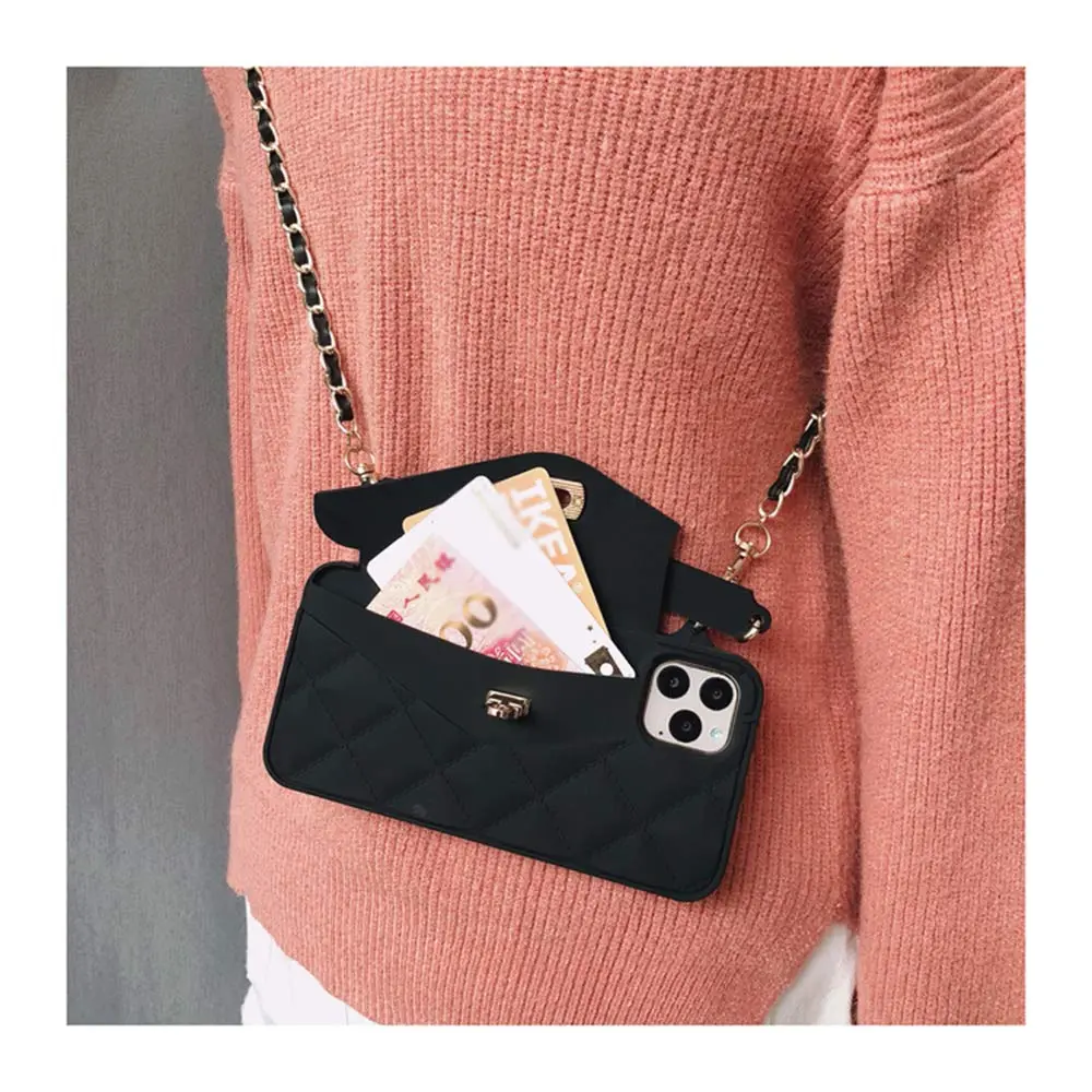 UnnFiko Black Wallet Case for iPhone 11 (6.1-inch) | Cute Shoulder Bag Design with Card Slots & Strap - view 2