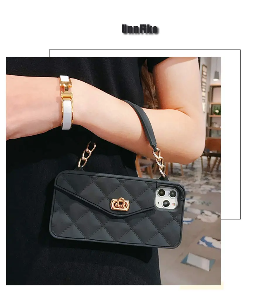 UnnFiko Black Wallet Case for iPhone 11 (6.1-inch) | Cute Shoulder Bag Design with Card Slots & Strap - view 3
