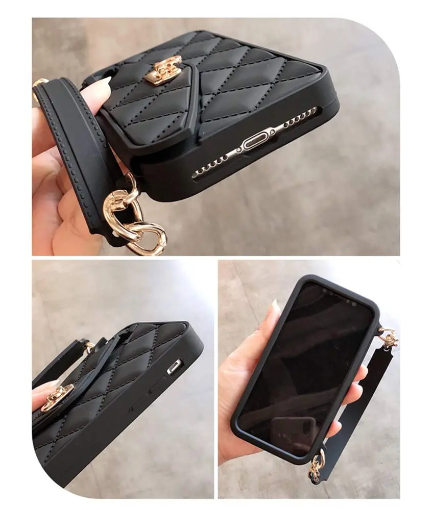 UnnFiko Black Wallet Case for iPhone 11 (6.1-inch) | Cute Shoulder Bag Design with Card Slots & Strap - view 4