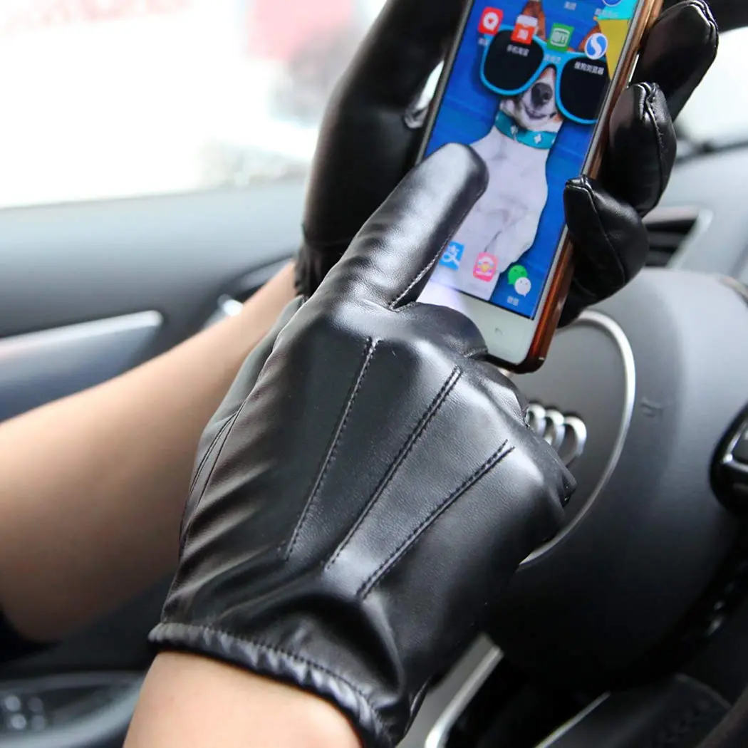 Long Keeper Leather Touchscreen Gloves Winter Driving Warm Wrist Gloves | Stylish & Durable - view 5
