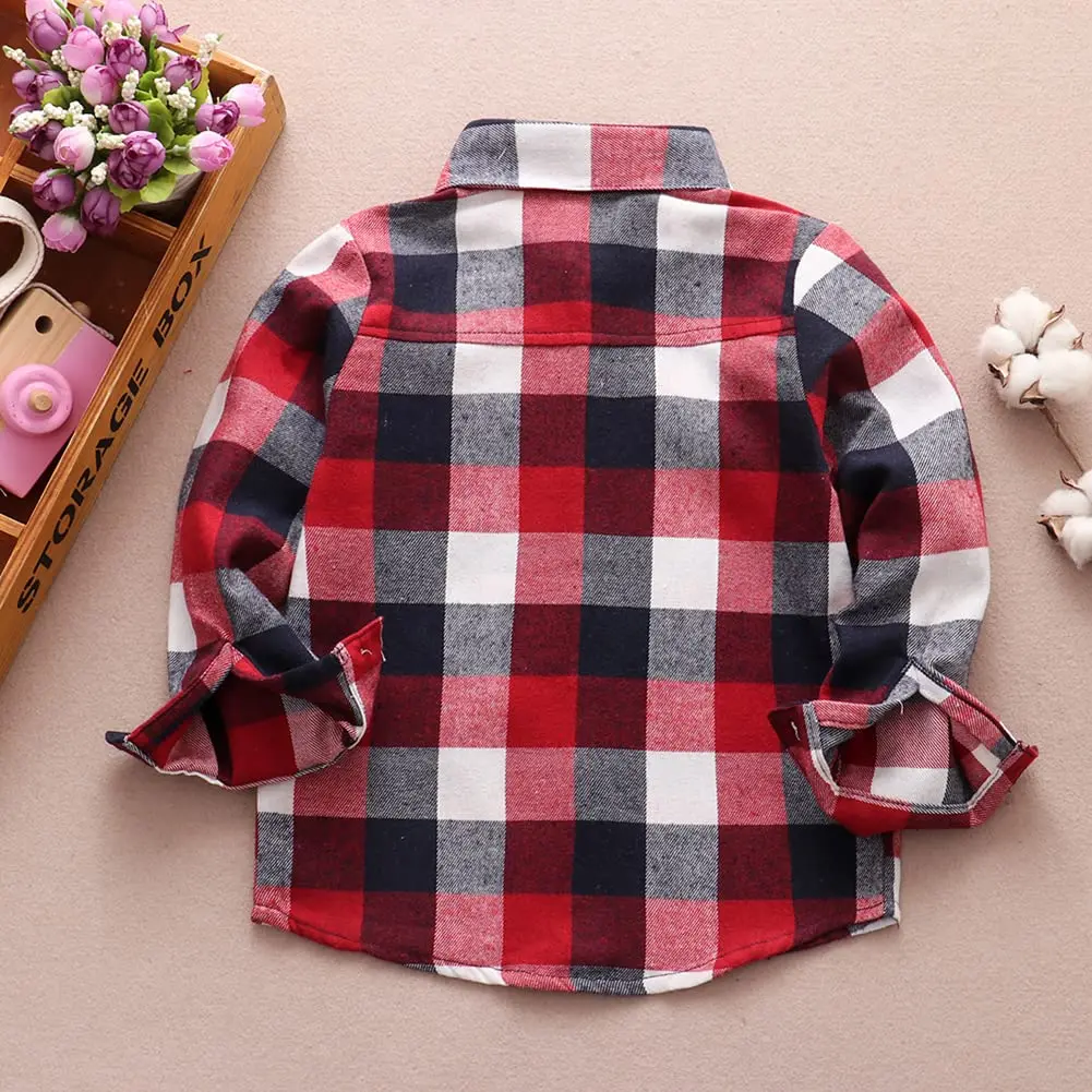 Goodplayer Kids Plaid Flannel Shirt 12-18 Months | Soft Cotton & Warm Long Sleeve - view 2