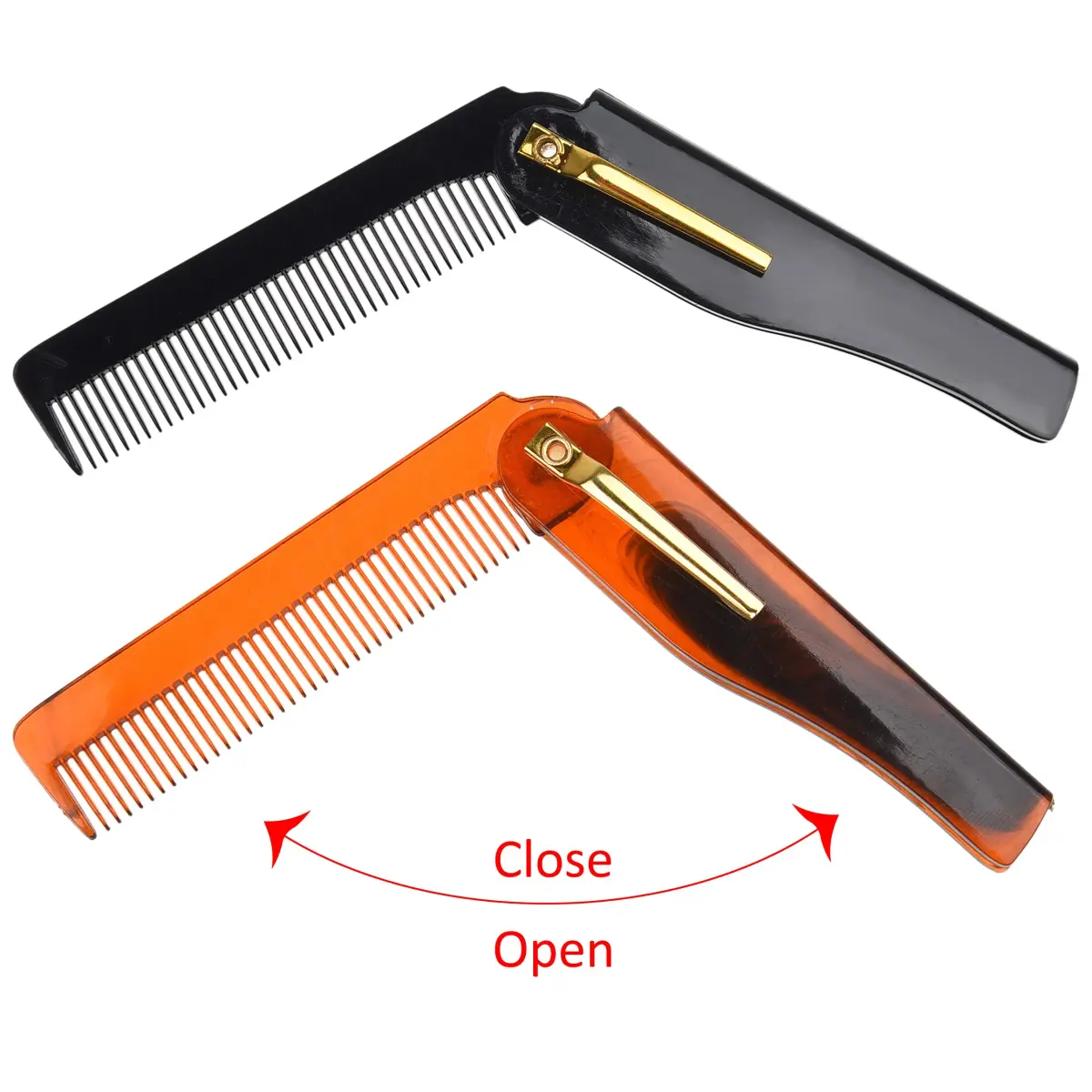 Kare & Kind Folding Pocket Comb 4 Pc Set (2 Brown, 2 Black) | Fine Tooth Styling for Hair, Beard, Mustache - view 5