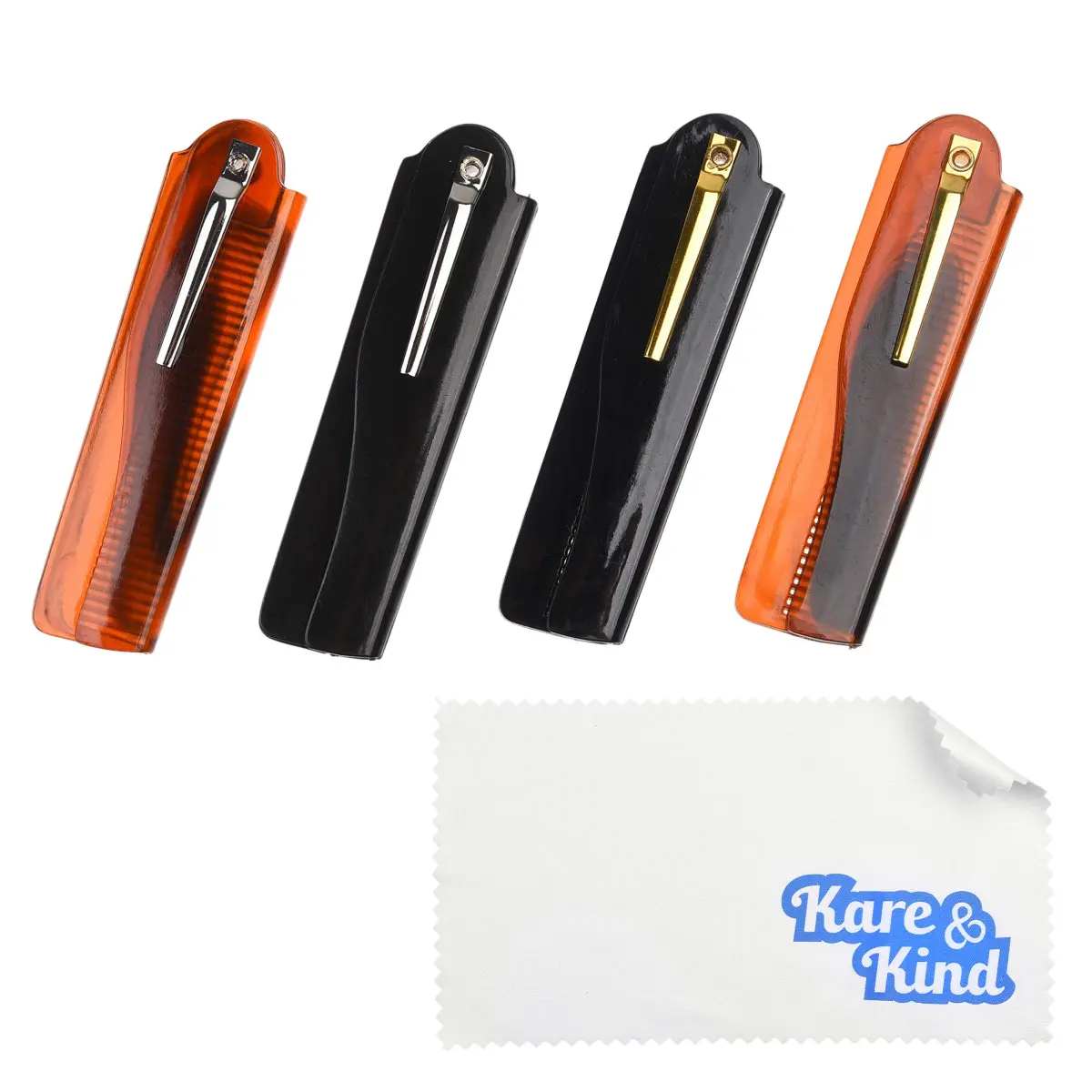 Kare & Kind Folding Pocket Comb 4 Pc Set (2 Brown, 2 Black) | Fine Tooth Styling for Hair, Beard, Mustache - view 6