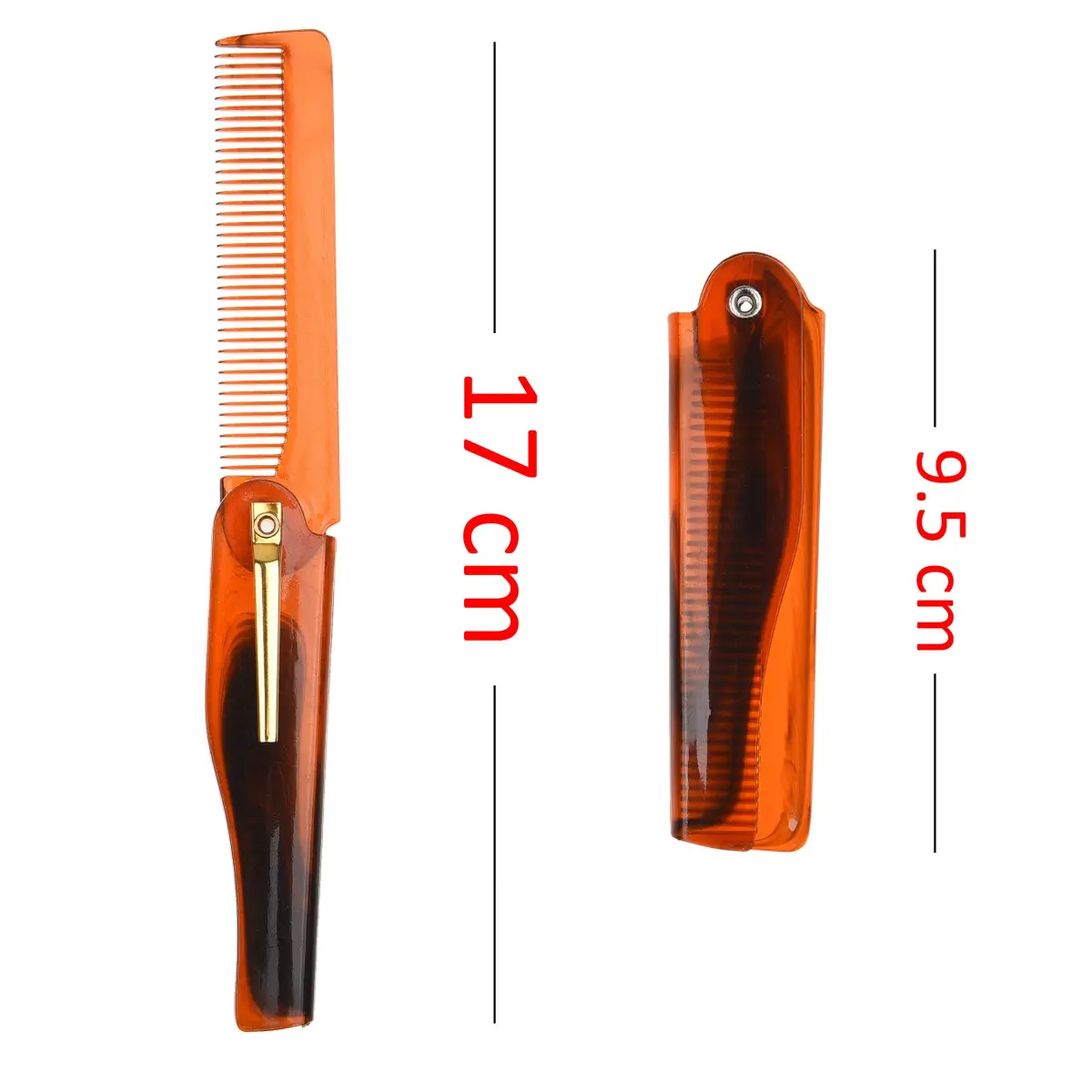 Kare & Kind Folding Pocket Comb 4 Pc Set (2 Brown, 2 Black) | Fine Tooth Styling for Hair, Beard, Mustache - view 2