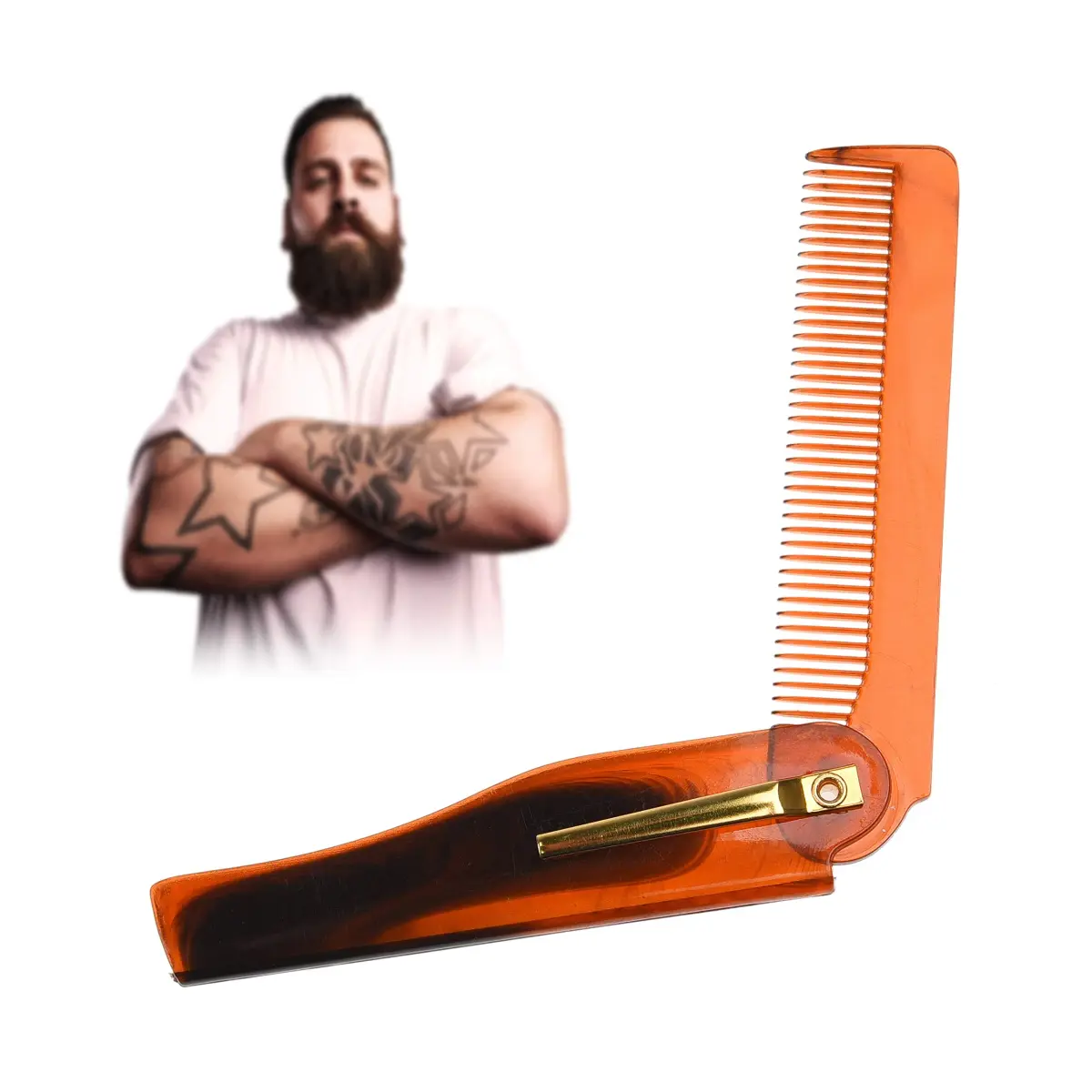 Kare & Kind Folding Pocket Comb 4 Pc Set (2 Brown, 2 Black) | Fine Tooth Styling for Hair, Beard, Mustache - view 3