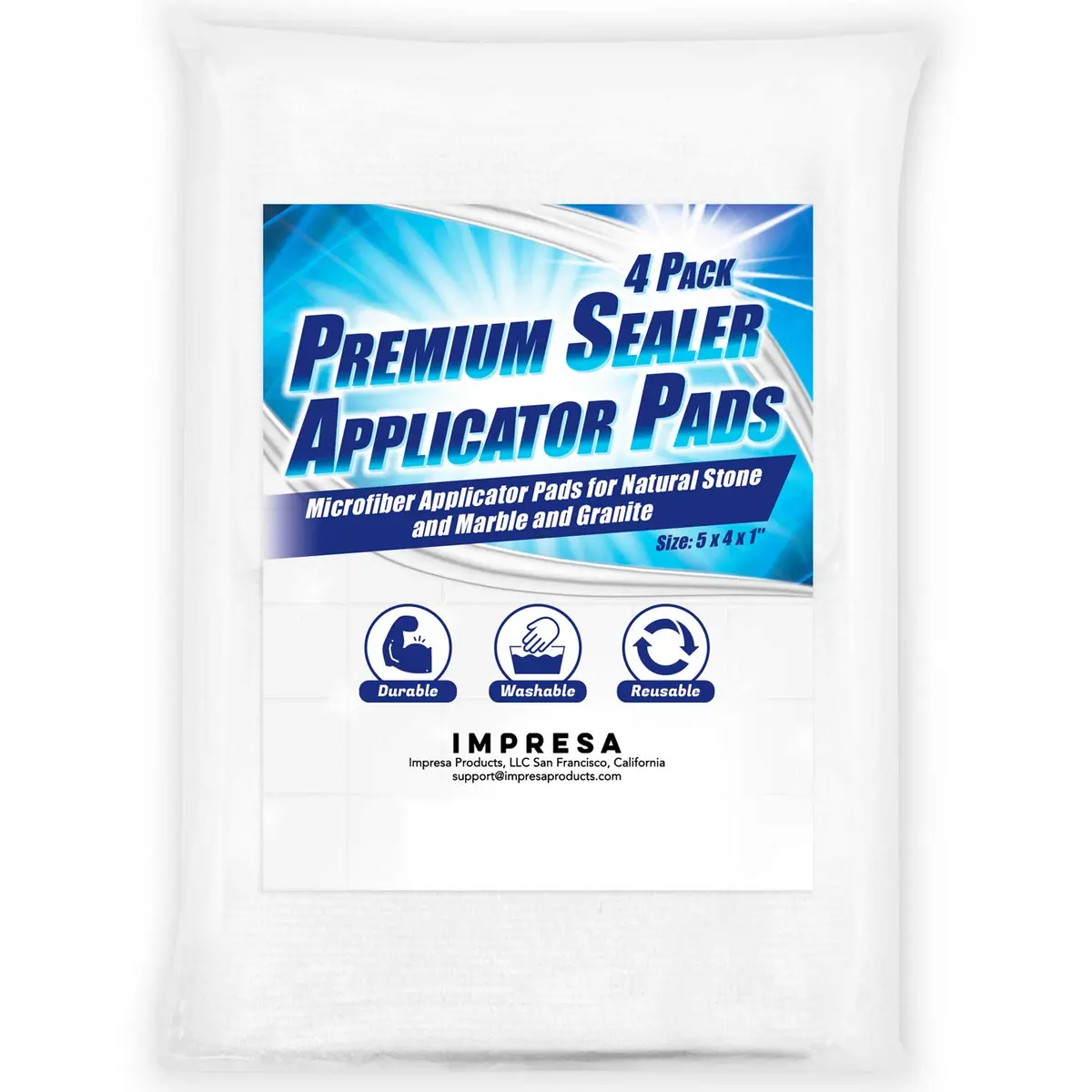 IMPRESA Microfiber Sealer Applicator Pads 5x4x1 in Black | Multi-Surface Grout & Tile Sealer Pads - view 6
