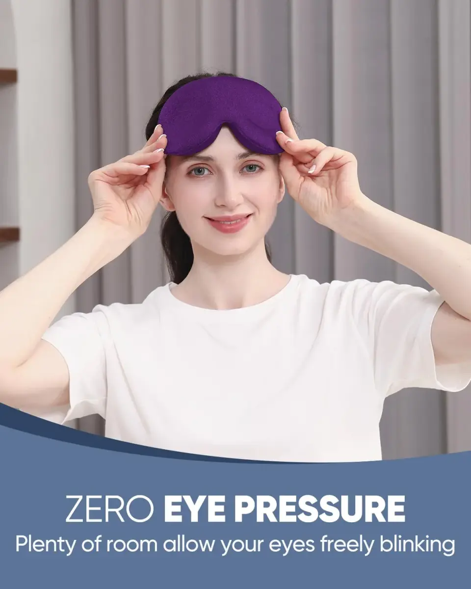 MZOO Luxury 3D Sleep Mask for Women & Men | 13mm Eye Cups, 22mm Nose Padding, 10mm Strap (Purple) - view 2