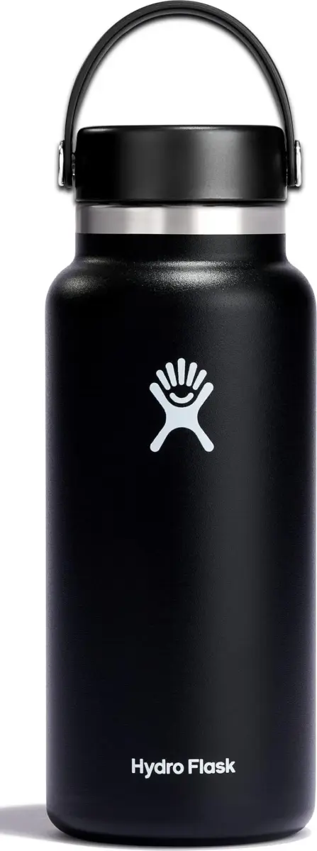 Hydro Flask 32 Oz Wide Mouth Insulated Water Bottle - Black Stainless Steel, Cold 24 Hrs, Hot 12 Hrs - main product image