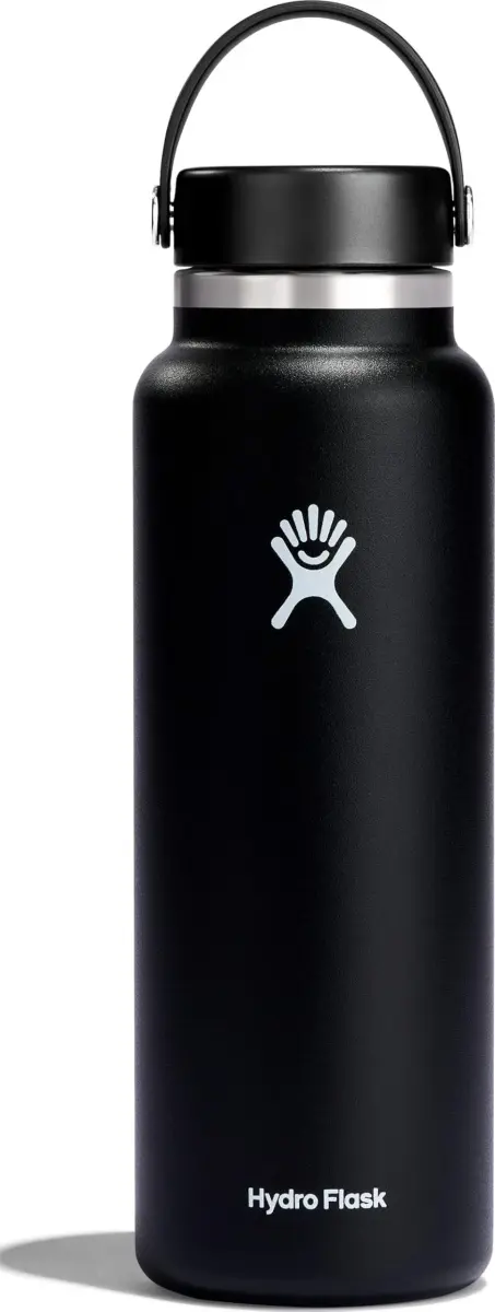 Hydro Flask 40 Oz Wide Mouth Water Bottle - Black | Insulated Stainless Steel, Cold 24 Hrs, Hot 12 Hrs - main product image