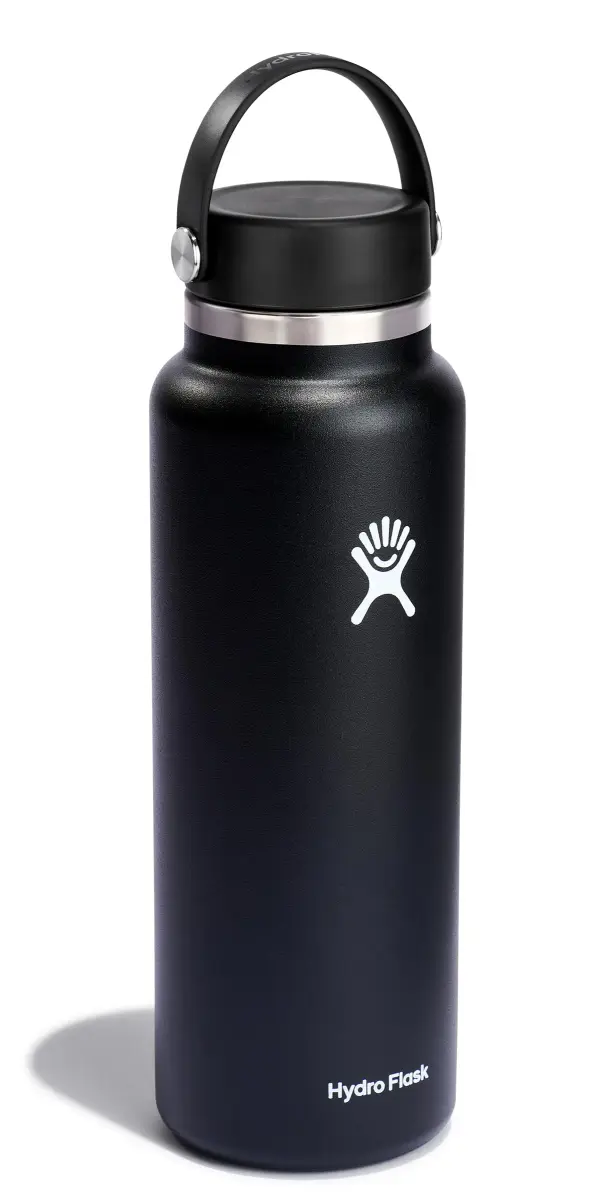 Hydro Flask 40 Oz Wide Mouth Water Bottle - Black | Insulated Stainless Steel, Cold 24 Hrs, Hot 12 Hrs - view 2