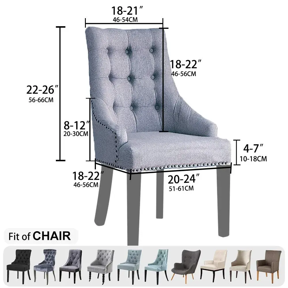 Lellen Velvet Stretch Wingback Chair Cover Slipcover - Cream, 1PC | Fits Dining & Living Room Chairs - view 5