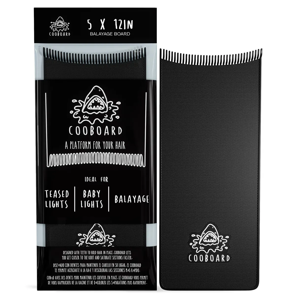 Cooboard Balayage Board with Teeth | Original Hair Highlighting Paddle, 12 in x 5 in | Easy to Clean, Lightweight, Black - main product image