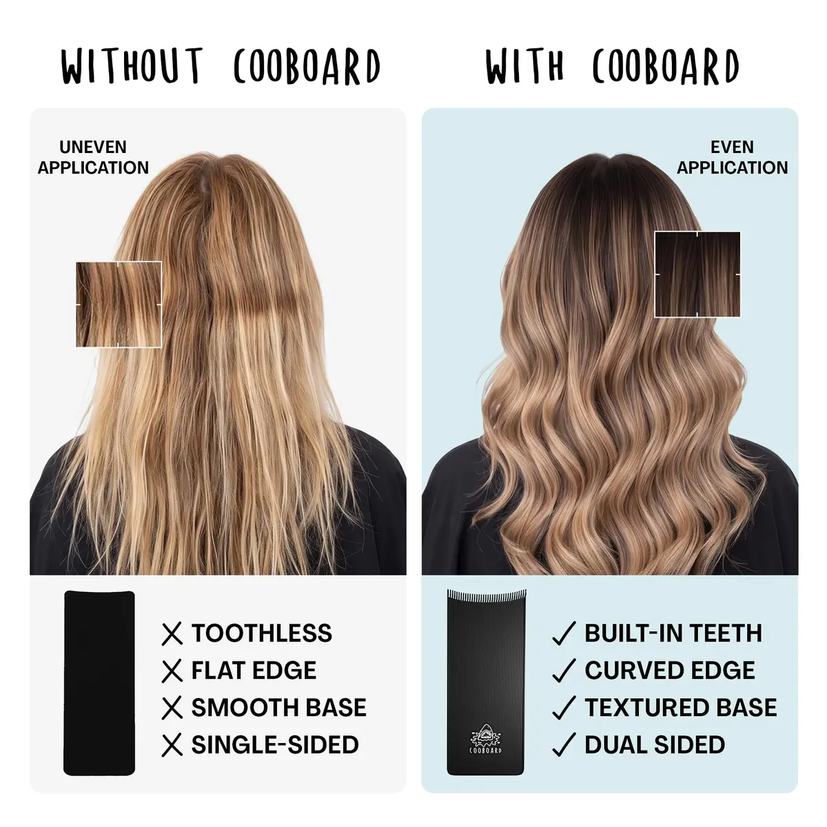 Cooboard Balayage Board with Teeth | Original Hair Highlighting Paddle, 12 in x 5 in | Easy to Clean, Lightweight, Black - view 3