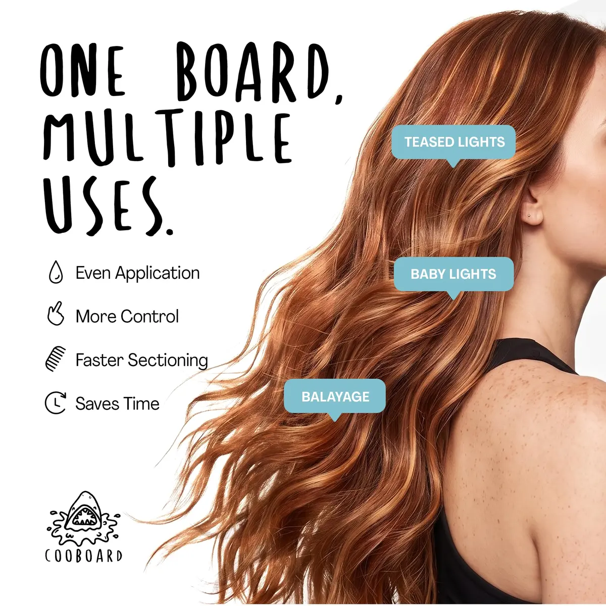 Cooboard Balayage Board with Teeth | Original Hair Highlighting Paddle, 12 in x 5 in | Easy to Clean, Lightweight, Black - view 4