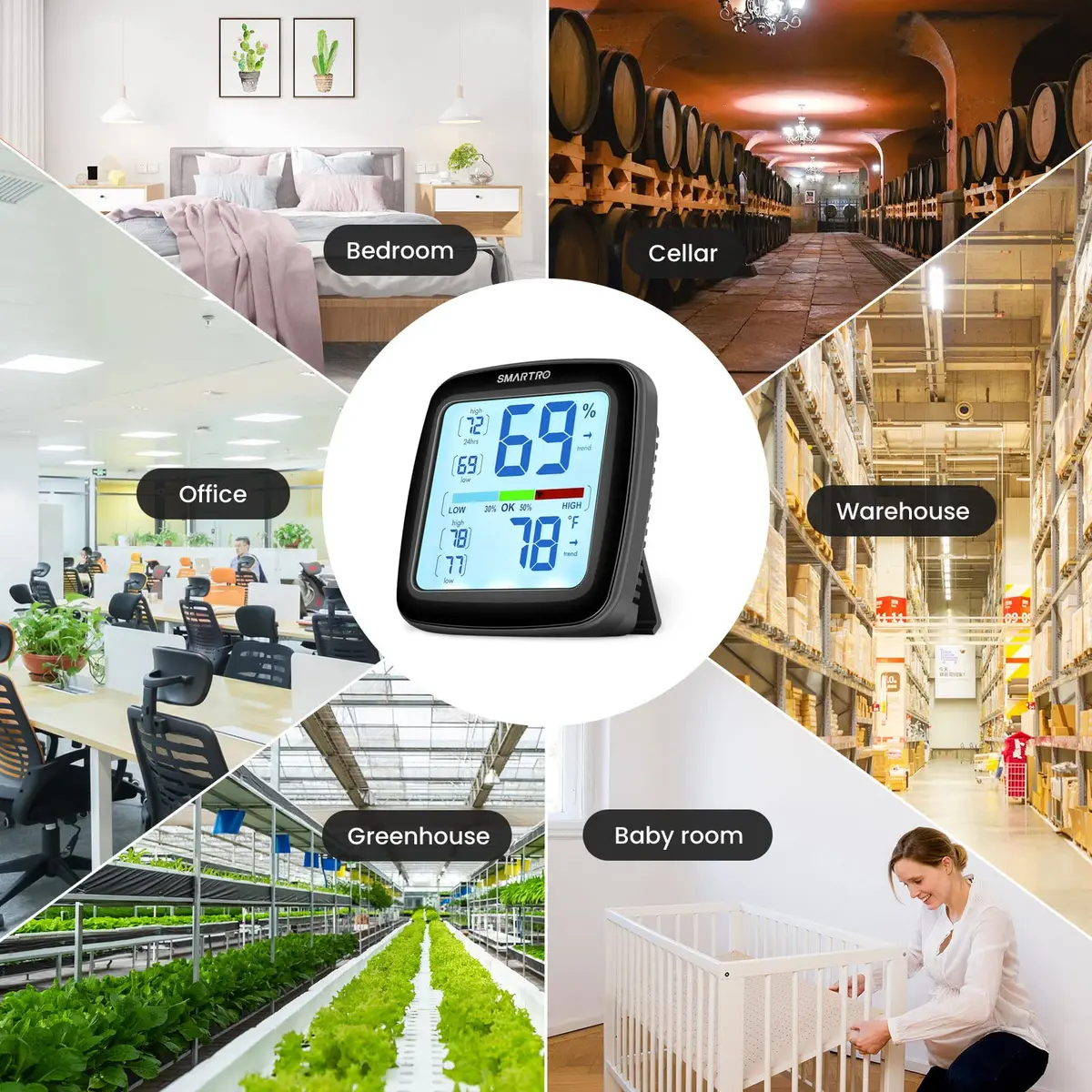 SMARTRO SC42 Digital Hygrometer Indoor Room Thermometer | High Precision Temperature & Humidity Monitor - view 5