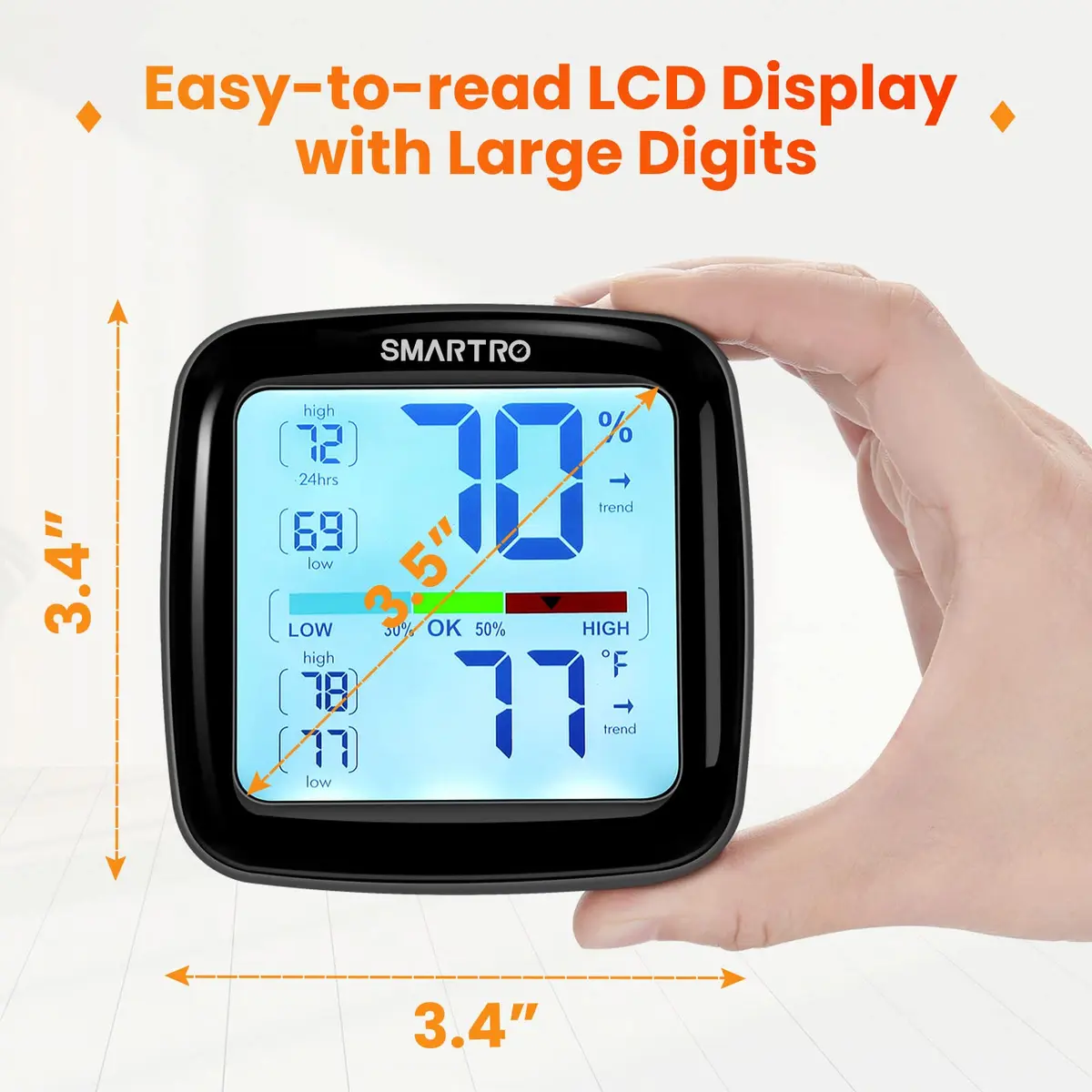 SMARTRO SC42 Digital Hygrometer Indoor Room Thermometer | High Precision Temperature & Humidity Monitor - view 7