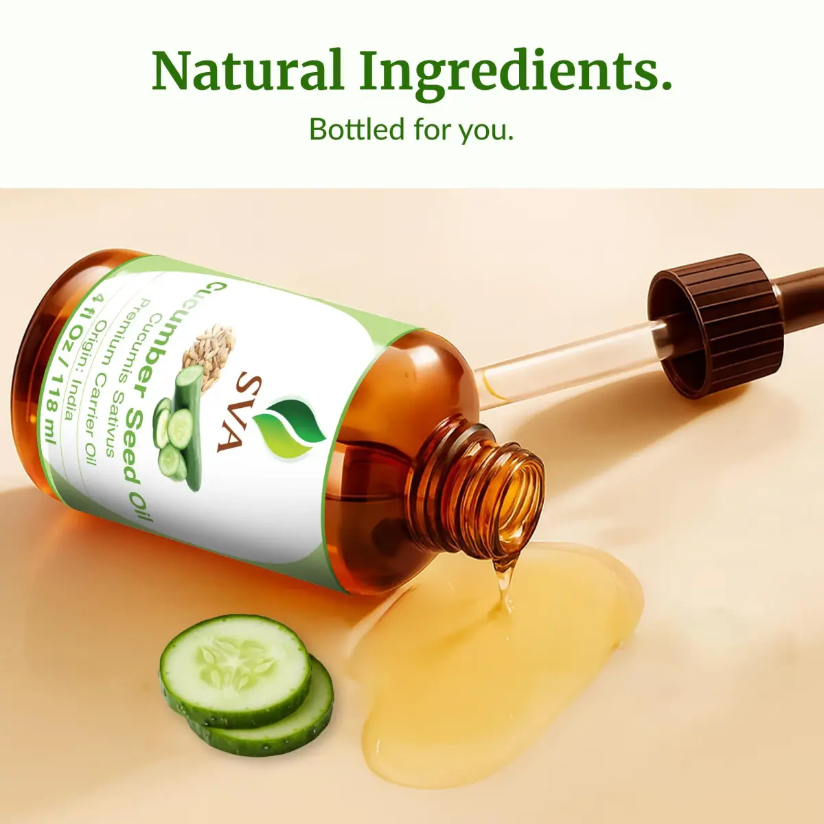 SVA ORGANICS Cucumber Seed Carrier Oil 118 ml (4 Fl Oz) | Pure, Cold-Pressed, Natural Moisturizer for Skin & Hair - view 8