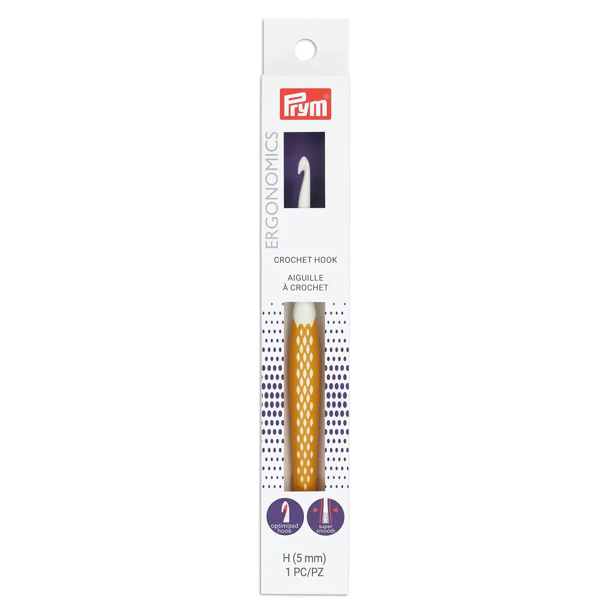 Prym Crochet Hook H8/5mm | Lightweight, Smooth, Ergonomic Handle for All Yarn Types - main product image