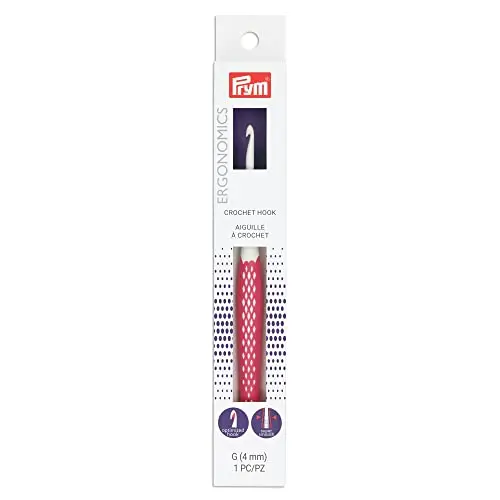 Prym Ergonomic Crochet Hook G, Size G6/4mm, Rubber Handle with Smooth Transition | Made in Germany - main product image