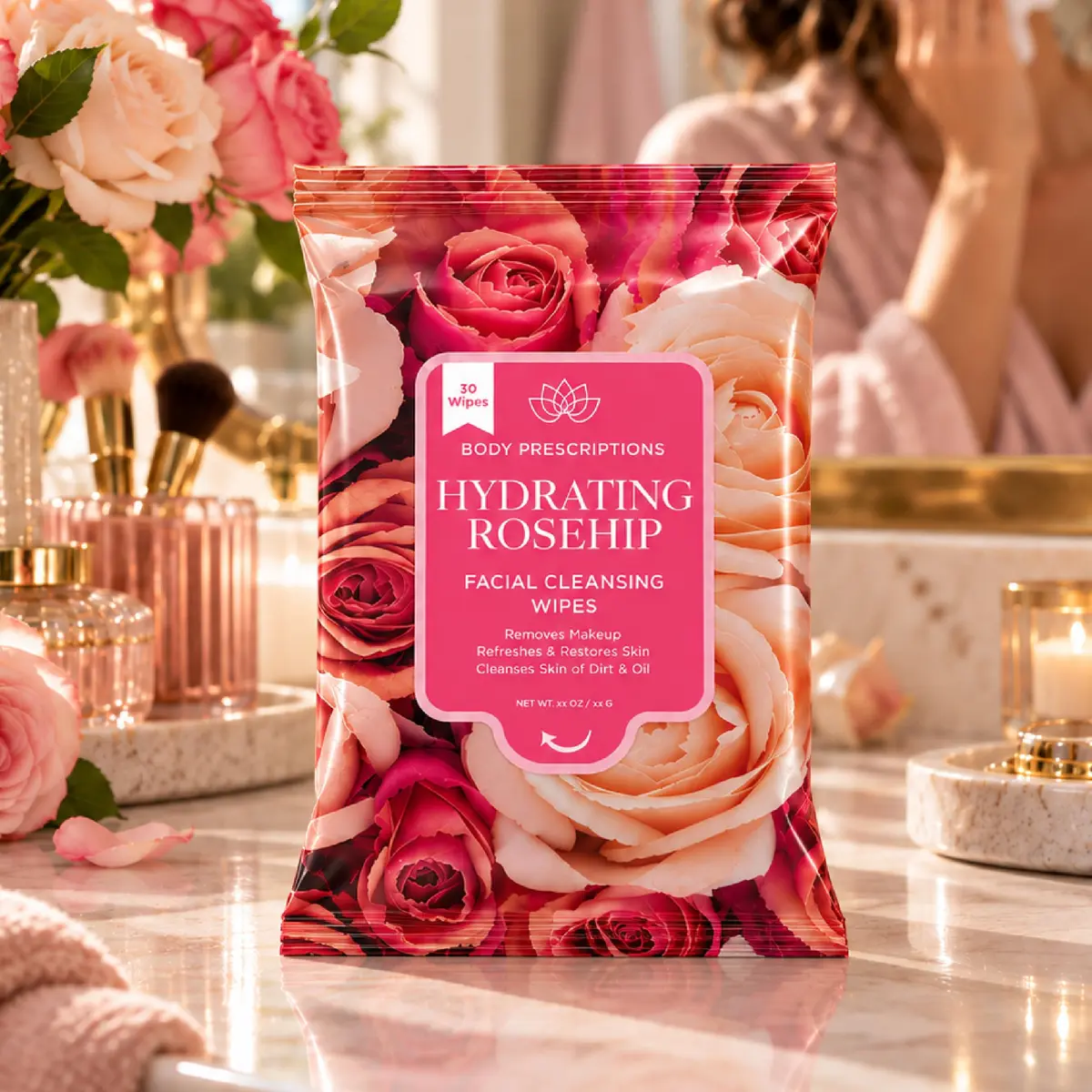 Body Prescriptions Makeup Remover Wipes - Bulk Pack, Gentle Cleansing Wipes for Easy Makeup Removal, Mint, Rosehip, Vitamin C, Lavender & Coconut | All Skin Types - view 5
