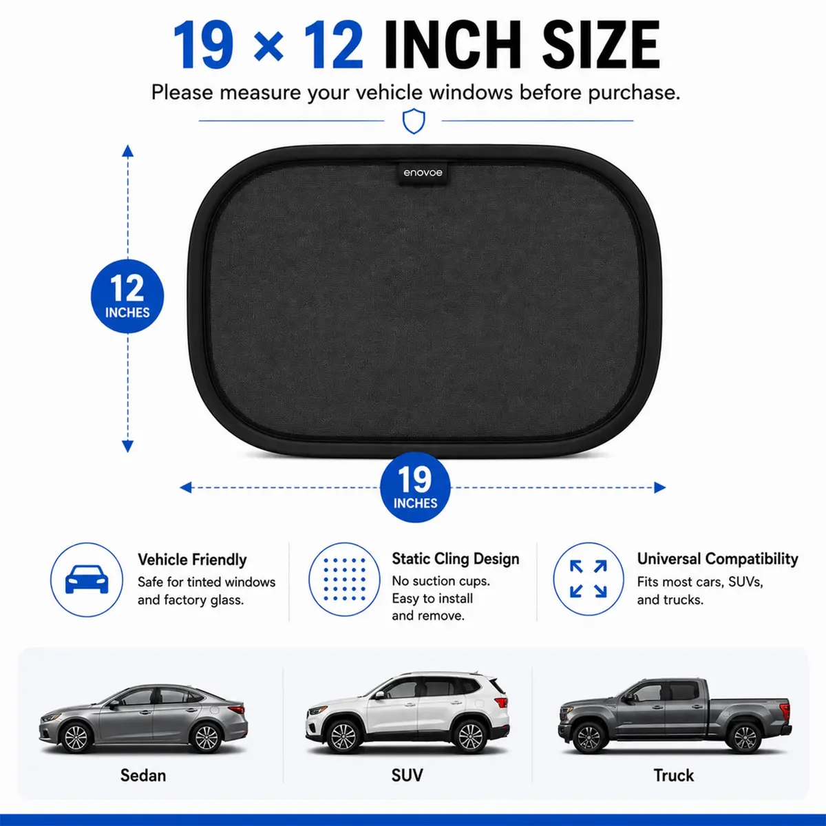 Enovoe Car Window Shades for Baby 2-Pack - 53cm x 36cm (21" x 14") | Blocks 97% UV Rays & Glare - view 3
