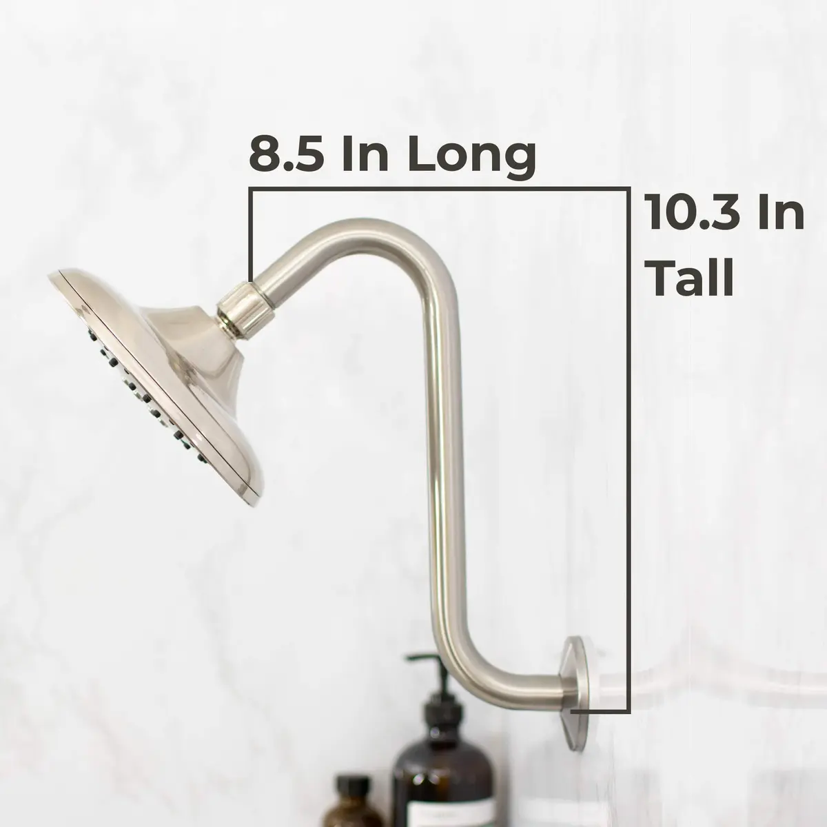 JS Jackson Supplies 10.5 Inch Shower Arm Extension with Flange, Brushed Nickel | Raises Showerhead 10.5 Inches - view 5