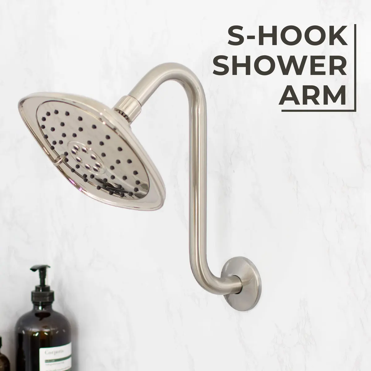 JS Jackson Supplies 10.5 Inch Shower Arm Extension with Flange, Brushed Nickel | Raises Showerhead 10.5 Inches - view 2