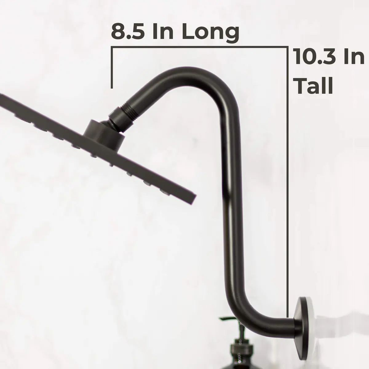 JS Jackson Supplies Shower Head Extension Arm with Flange 10.5 Inch Black | Curved S Shape, Stainless Steel, Standard 1/2" - view 5
