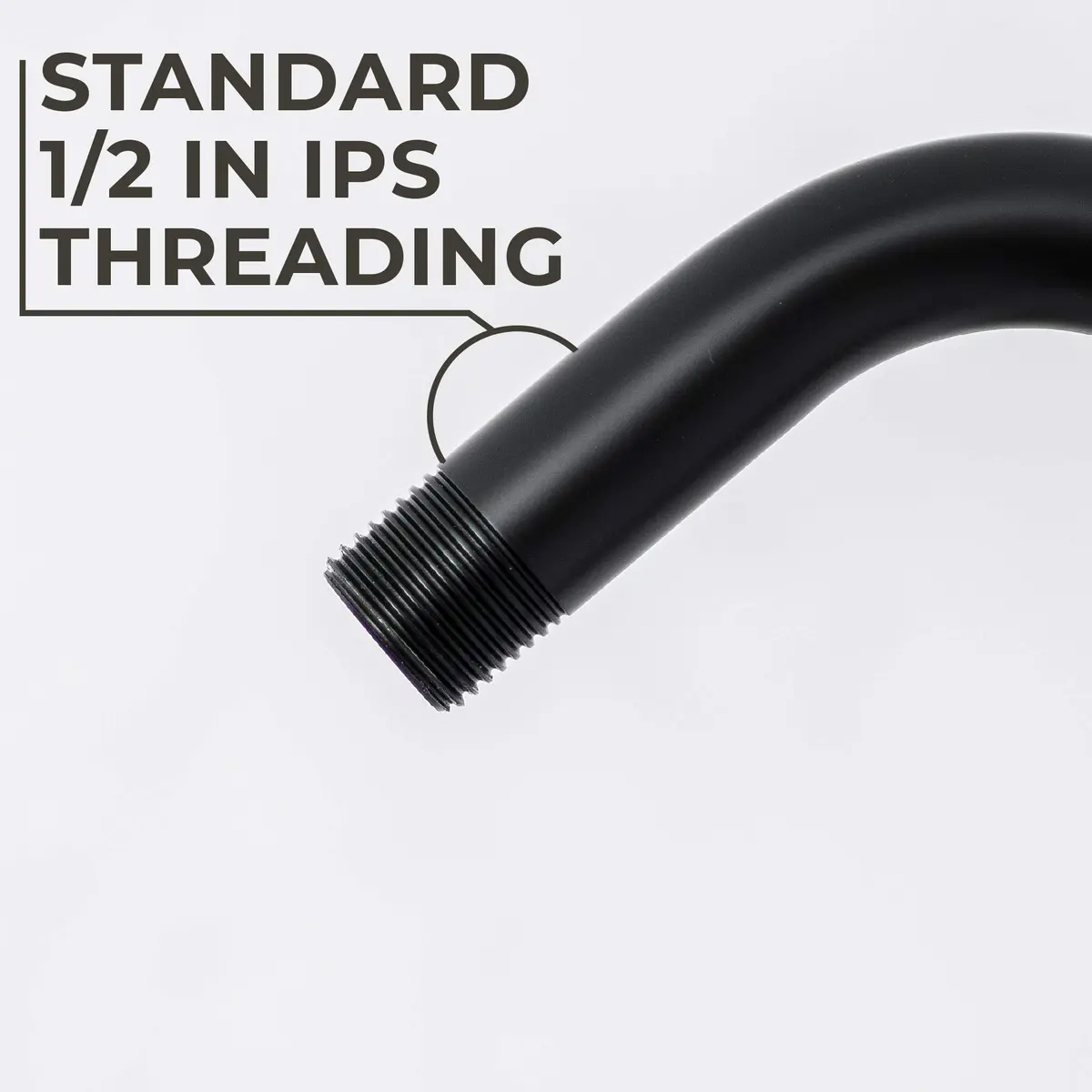JS Jackson Supplies Shower Head Extension Arm with Flange 10.5 Inch Black | Curved S Shape, Stainless Steel, Standard 1/2" - view 8