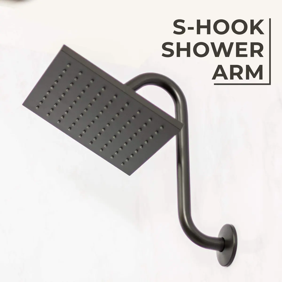JS Jackson Supplies Shower Head Extension Arm with Flange 10.5 Inch Black | Curved S Shape, Stainless Steel, Standard 1/2" - view 2