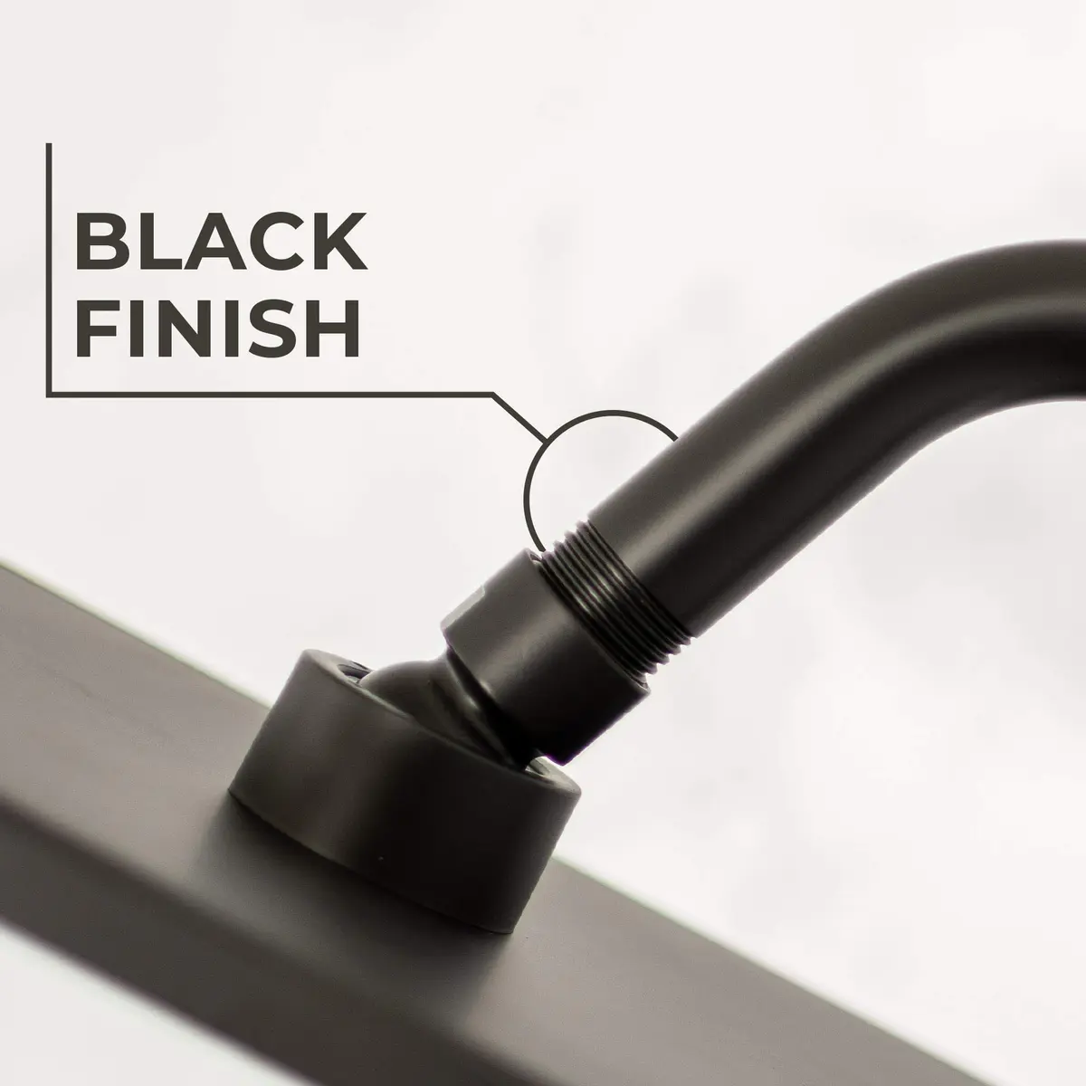 JS Jackson Supplies Shower Head Extension Arm with Flange 10.5 Inch Black | Curved S Shape, Stainless Steel, Standard 1/2" - view 4