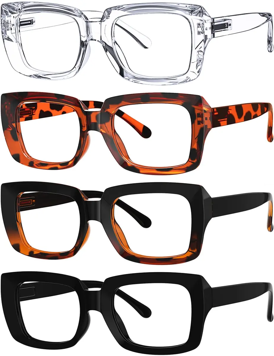 Eyekepper Oversized Square Reading Glasses for Women +2.00 Magnification, 4-Pack | Optically Correct & Stylish - main product image