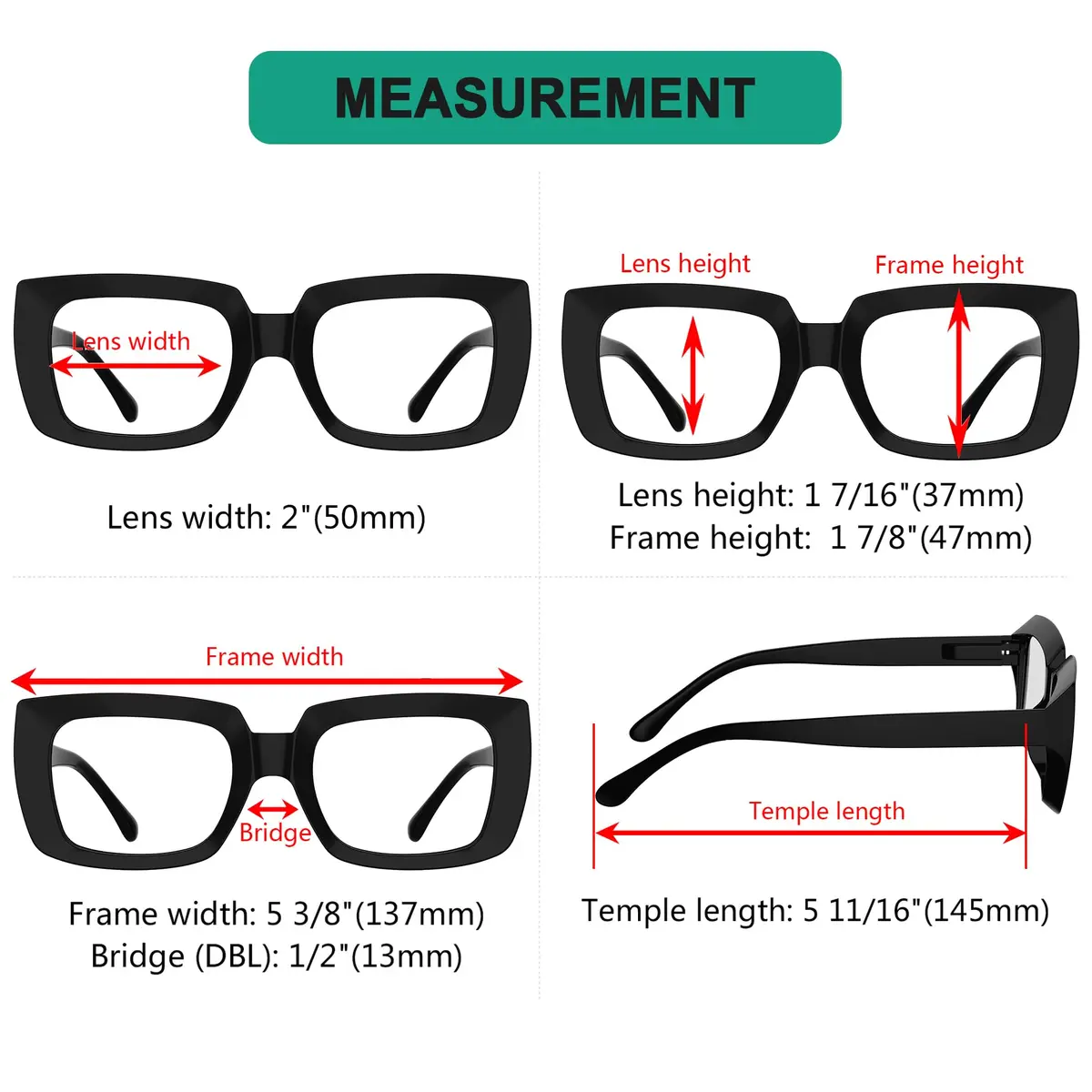 Eyekepper Oversized Square Reading Glasses for Women +2.00 Magnification, 4-Pack | Optically Correct & Stylish - view 3