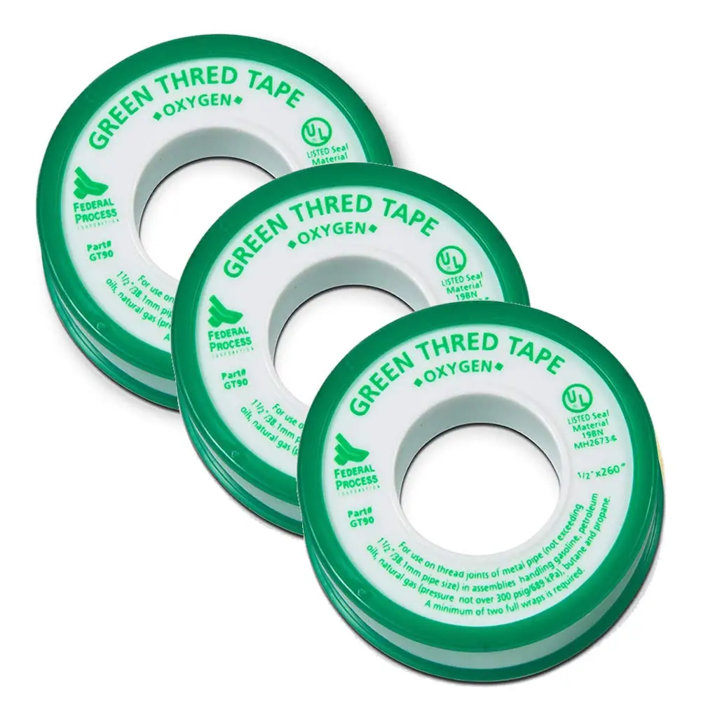 Gasoila Green PTFE Thread Seal Tape 1/2 Inch x 260 Inch | Leak-Proof, High-Density, Non-Toxic, 3 Pack - main product image