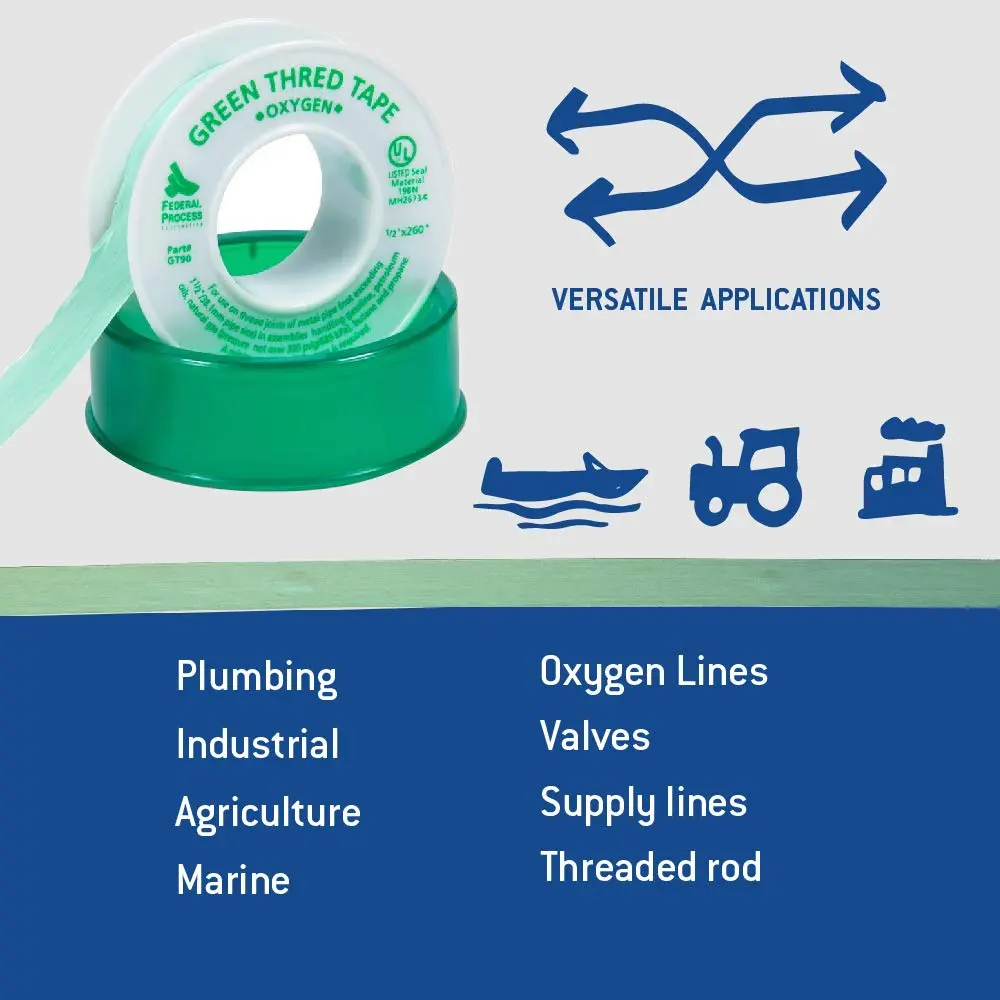 Gasoila Green PTFE Thread Seal Tape 1/2 Inch x 260 Inch | Leak-Proof, High-Density, Non-Toxic, 3 Pack - view 5