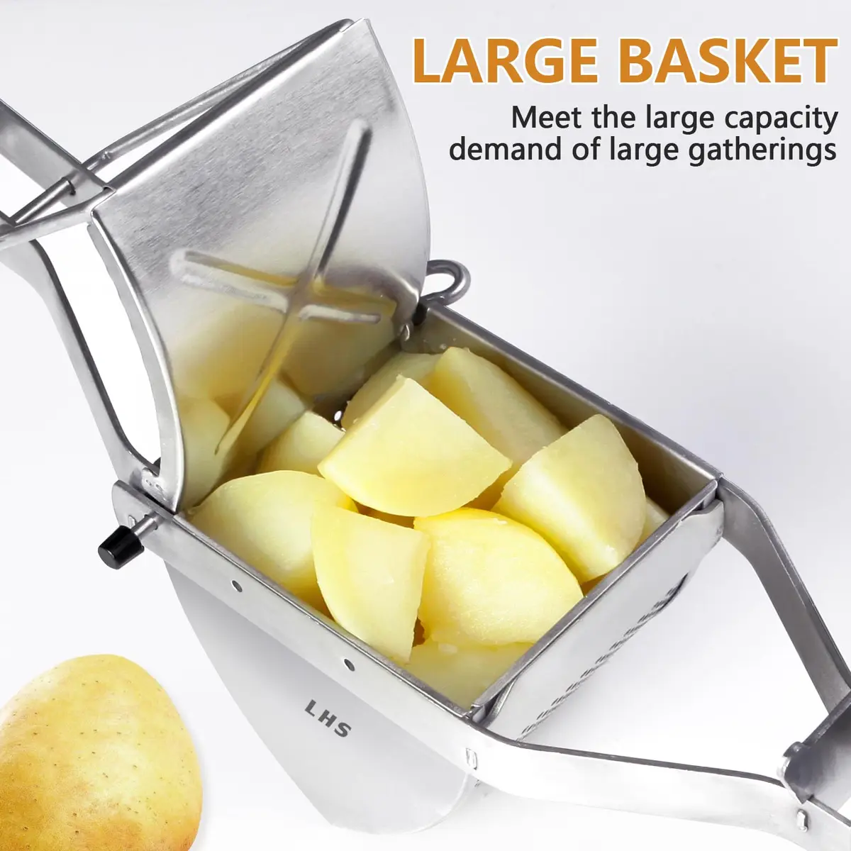 LHS Stainless Steel Potato Ricer and Masher, Heavy Duty Commercial Food Masher, Ergonomic Comfort Grip, Extra Large Capacity, Dishwasher Safe (Black) | 0.6 kg (1.32 lb) - view 4