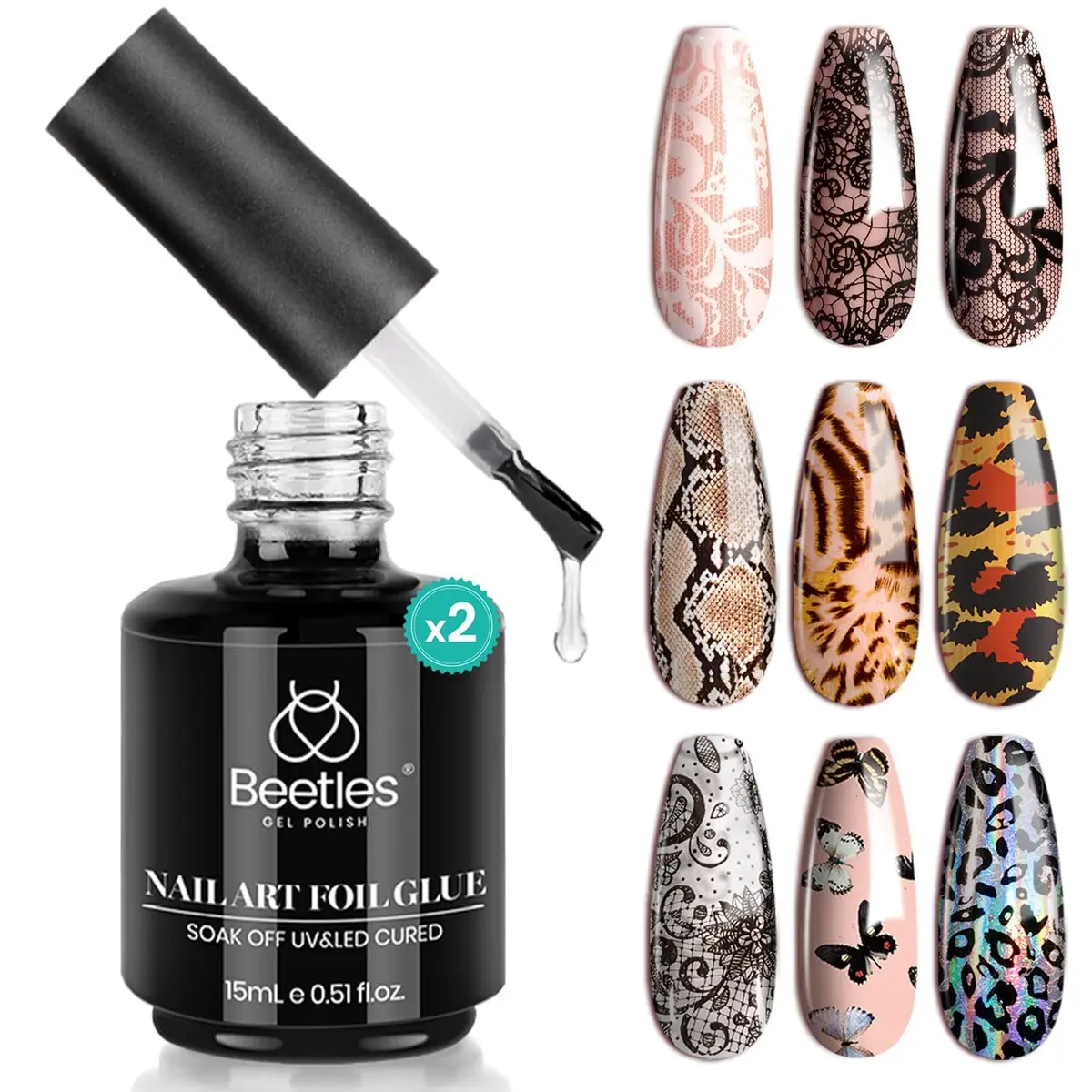 Beetles Nail Foil Glue 15ml | Easy DIY Nail Art Transfer with Long-Lasting Adhesion - main product image
