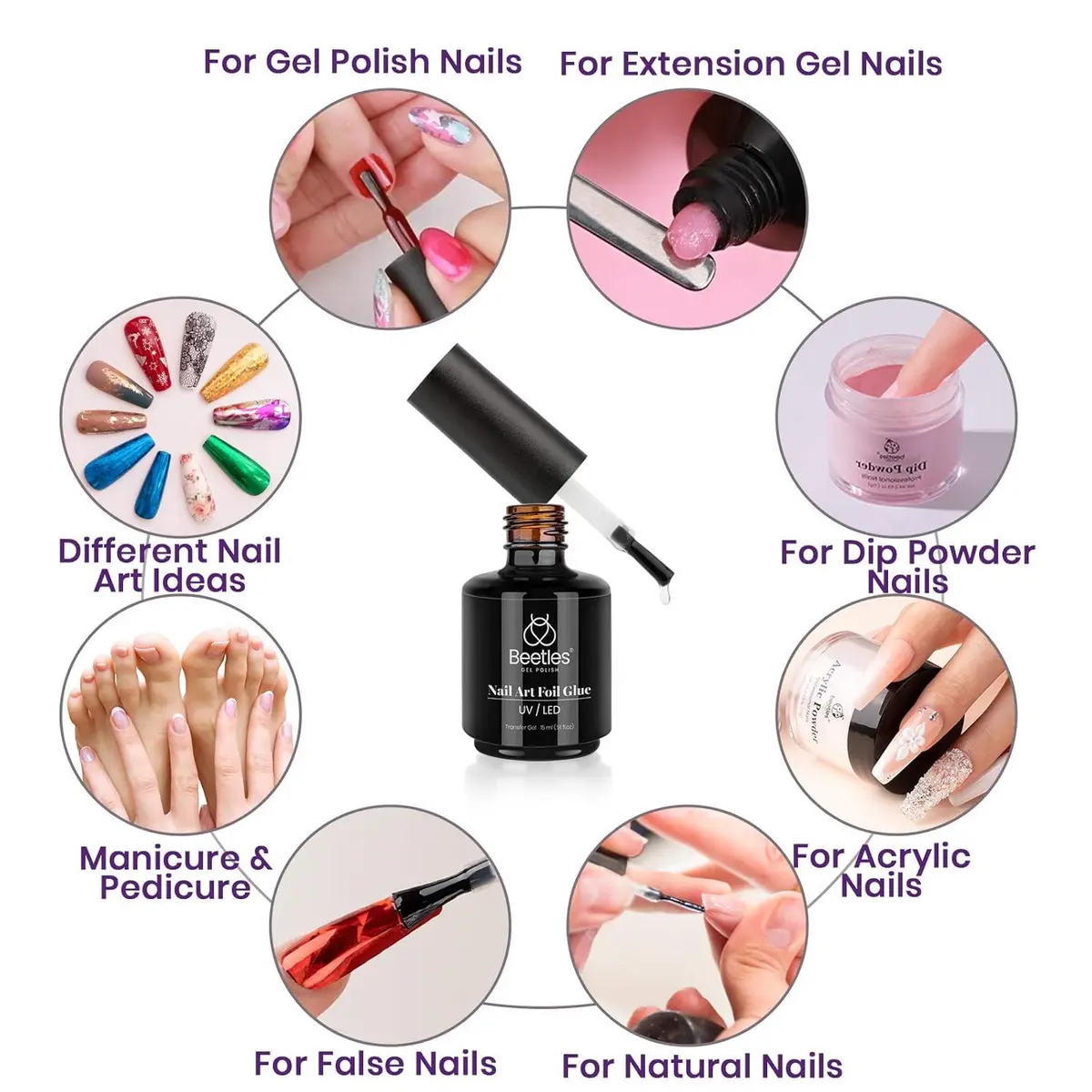 Beetles Nail Foil Glue 15ml | Easy DIY Nail Art Transfer with Long-Lasting Adhesion - view 2