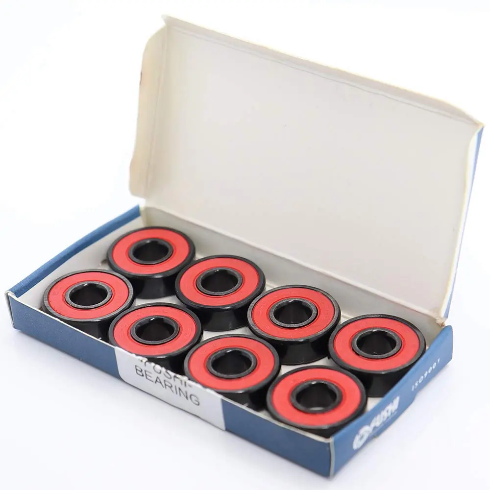 FUSHIBEARING 8x22x7mm ABEC-9 Red Sealed Ball Bearings for Skateboard | High Speed 608-2RS, Impact-Resistant Steel Cage, 8 Pcs - view 7