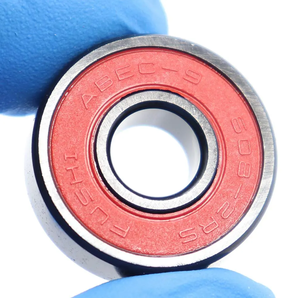 FUSHIBEARING 8x22x7mm ABEC-9 Red Sealed Ball Bearings for Skateboard | High Speed 608-2RS, Impact-Resistant Steel Cage, 8 Pcs - view 2