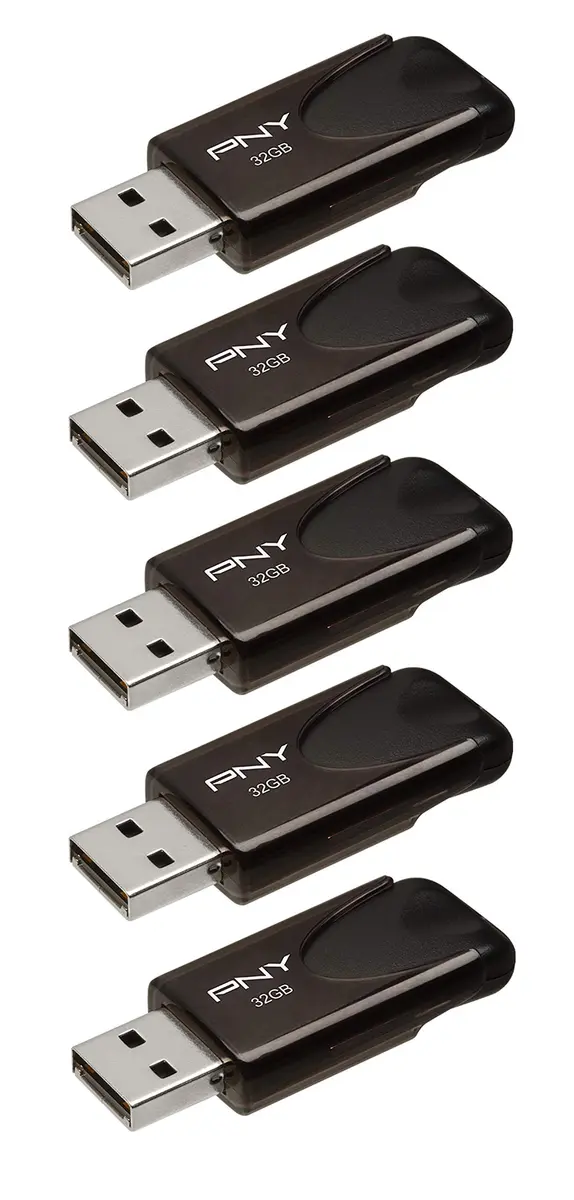 PNY Attaché 4 USB 2.0 Flash Drive 5-Pack 32GB (160GB Total) | Essential Mobile Storage for Work & School - main product image