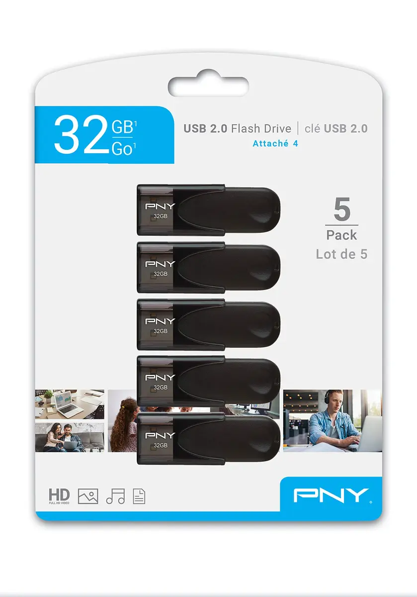 PNY Attaché 4 USB 2.0 Flash Drive 5-Pack 32GB (160GB Total) | Essential Mobile Storage for Work & School - view 5