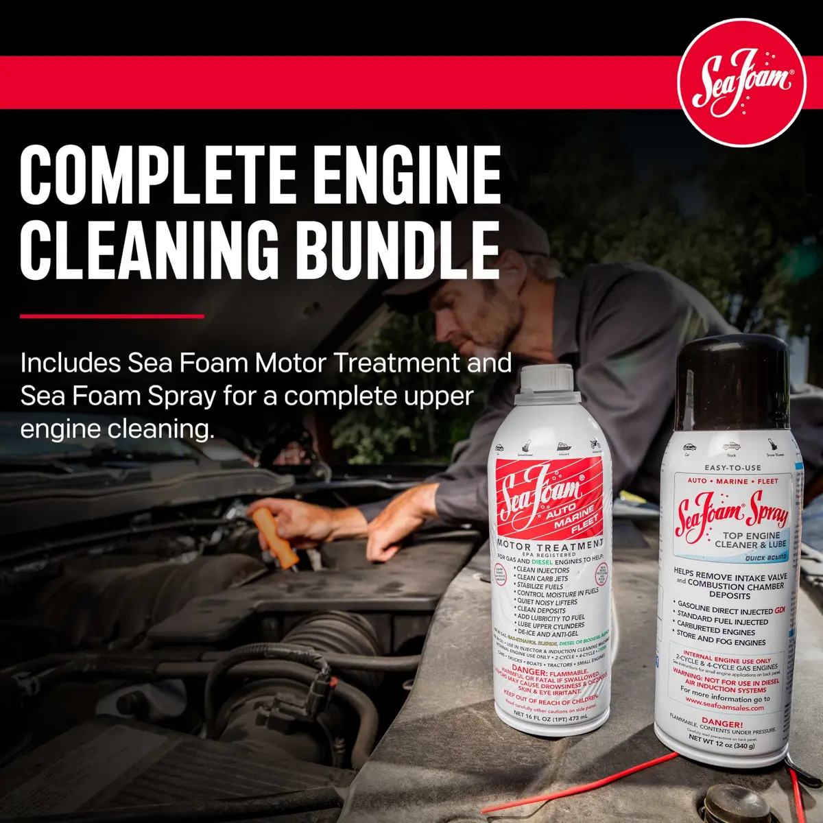 Sea Foam Motor Treatment and Intake Cleaner Combo Pack 473ml (16 Fl Oz) | Cleans Fuel Systems & Engine Internals - view 2