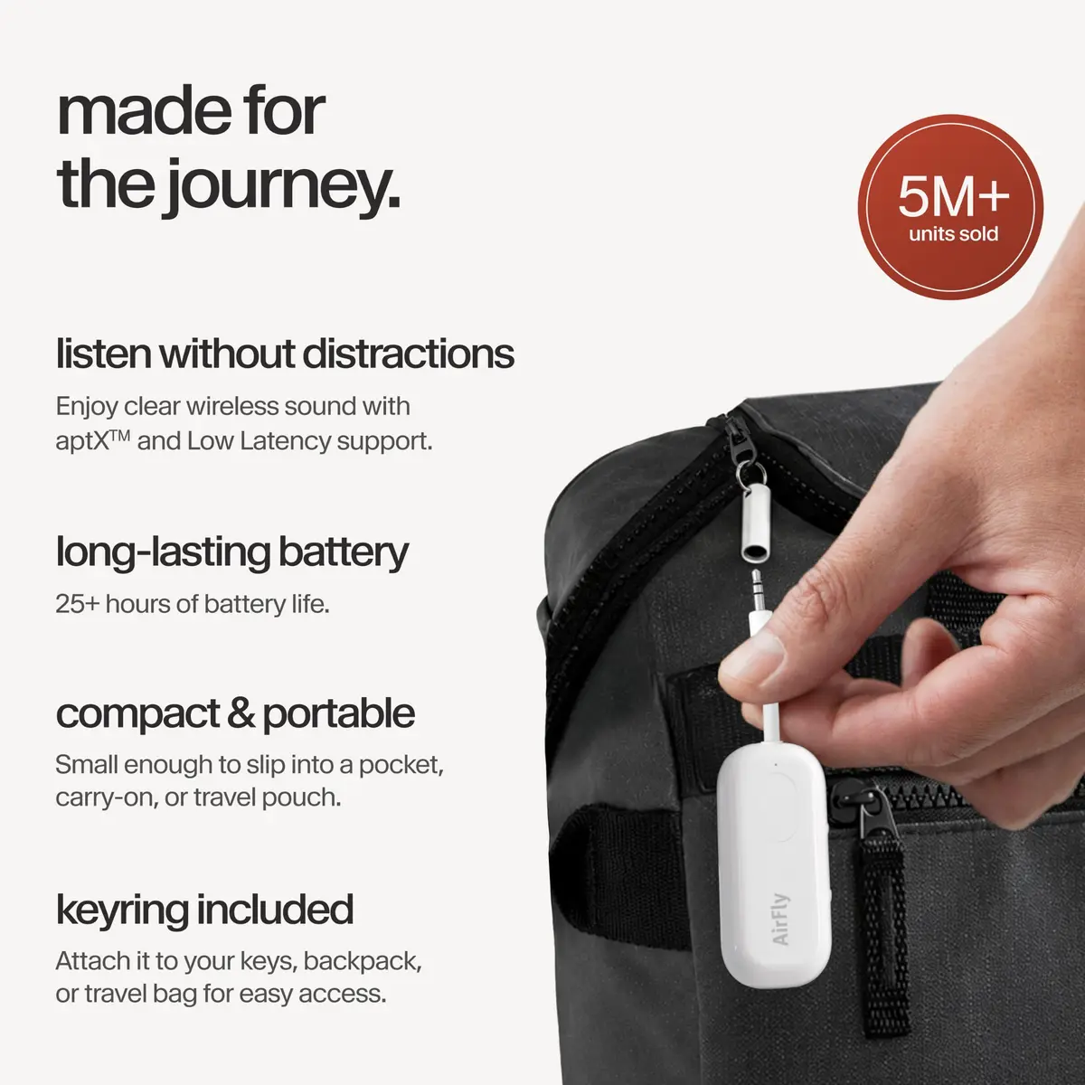 Twelve South AirFly Pro Bluetooth Wireless Audio Transmitter & Receiver, White | Transmits Audio from Any 3.5mm Jack - view 4