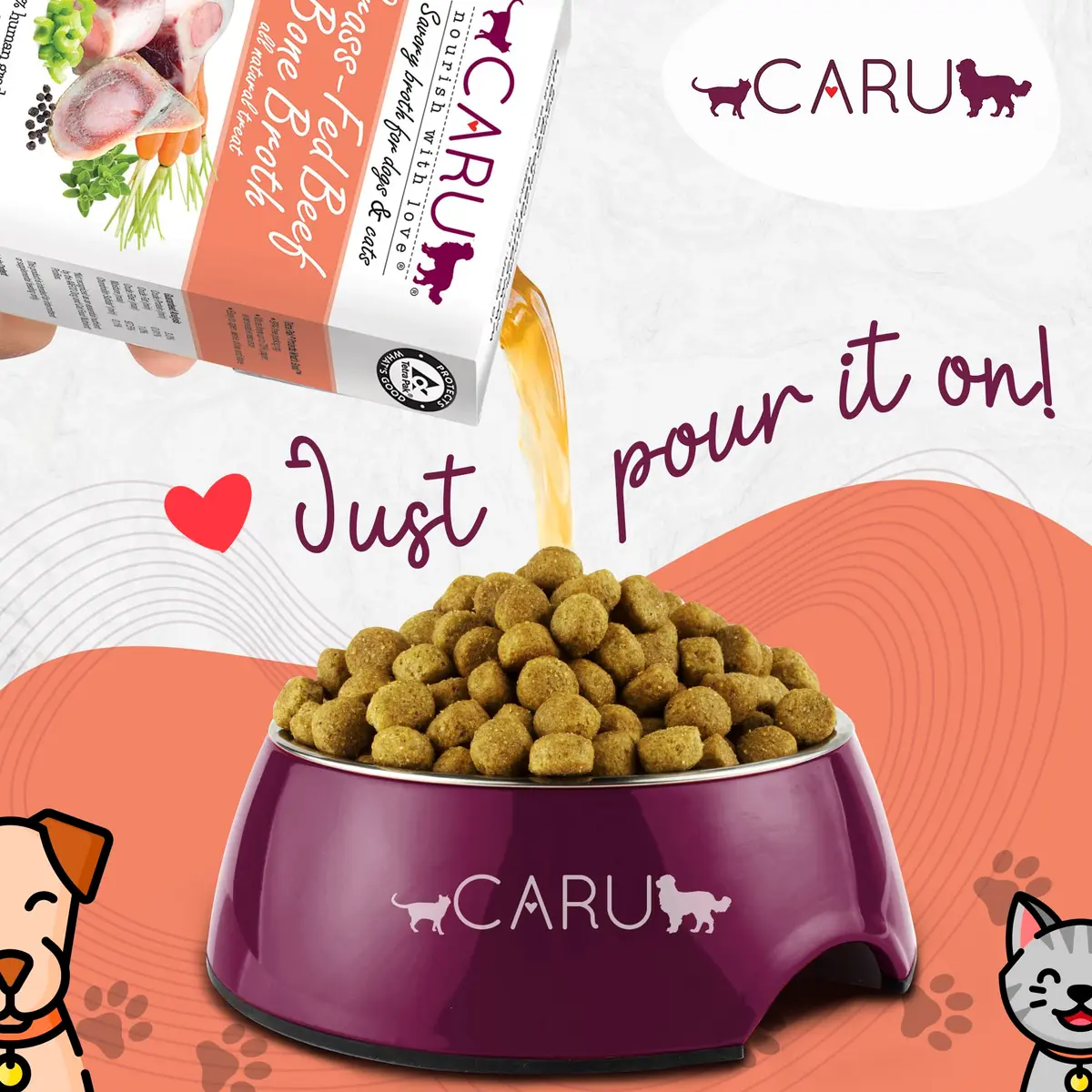 Caru Grass-Fed Beef Bone Broth for Dogs & Cats | Natural Protein & Immune Support (80c) - view 3