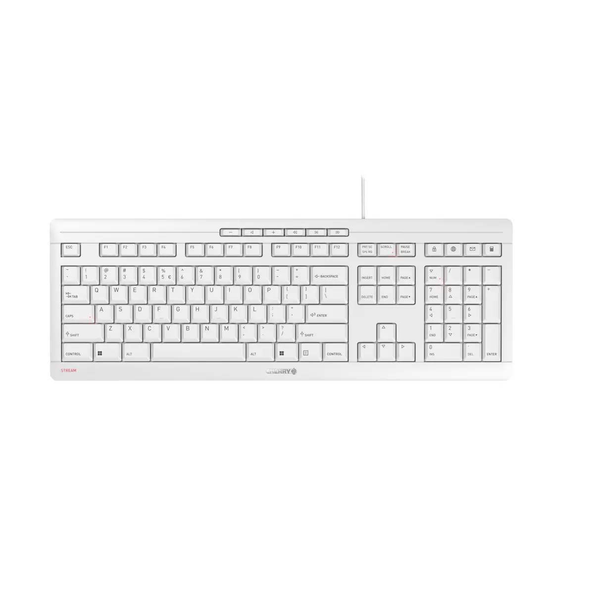 Cherry Stream Keyboard Wired for PC/Laptop, Whisper Quiet Keys, Slim Design, SX Scissor Switches, QWERTY, White | 1.0 kg (2.2 lb) - main product image